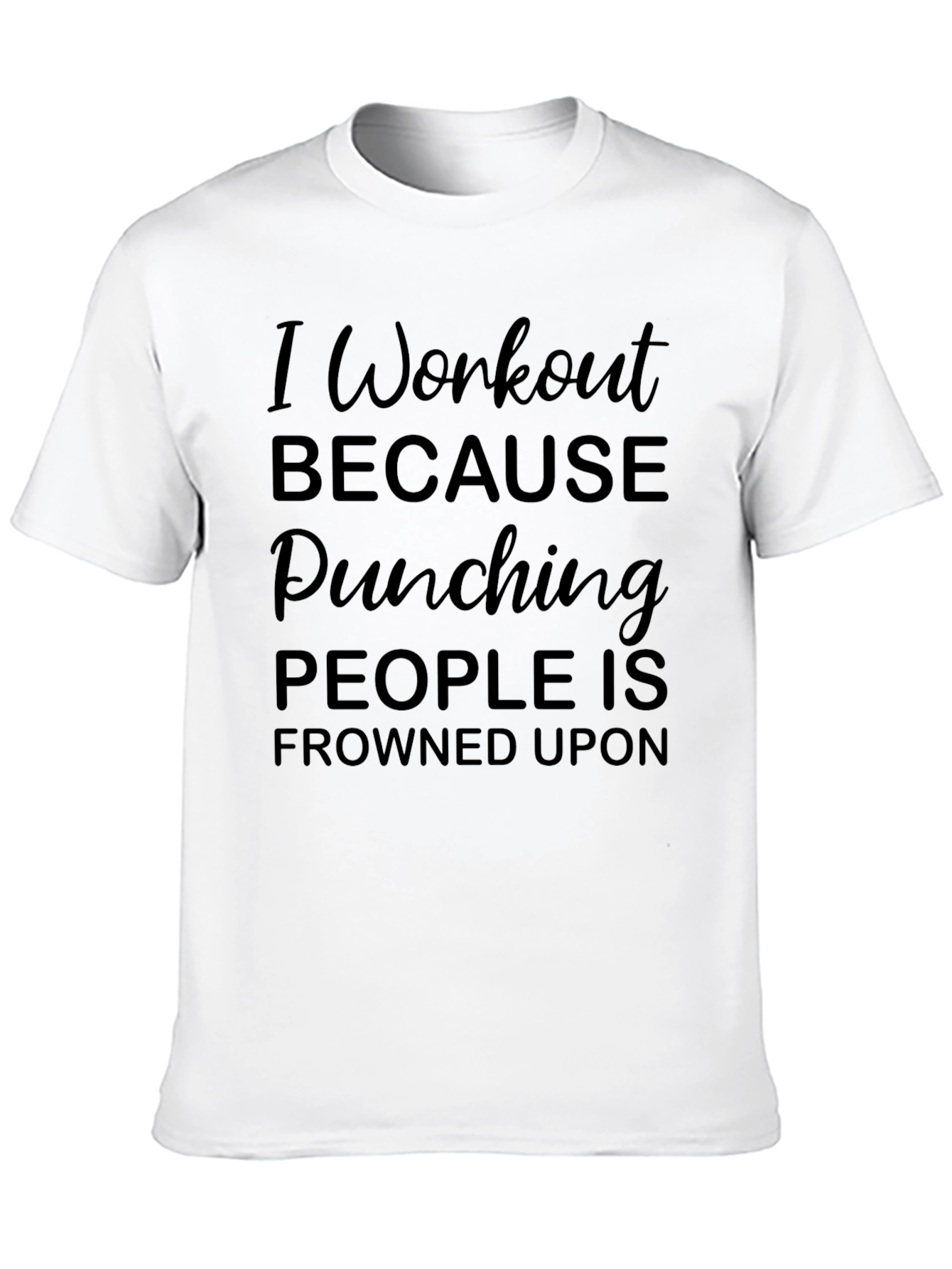 Black Workout Humor Tee - Punching Frowned Upon view 10