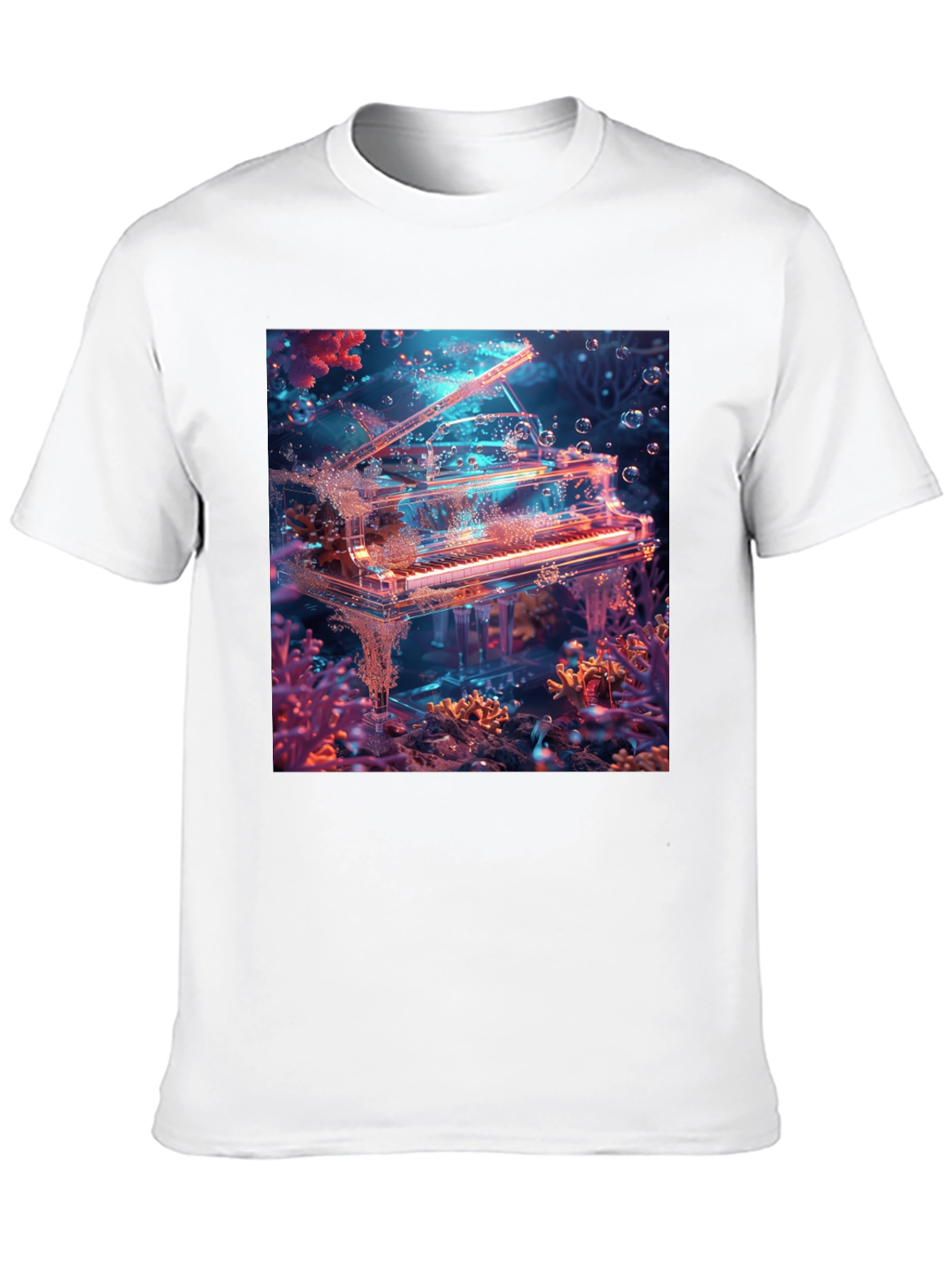 Black Underwater Piano Graphic Tee - Unique Design view 10