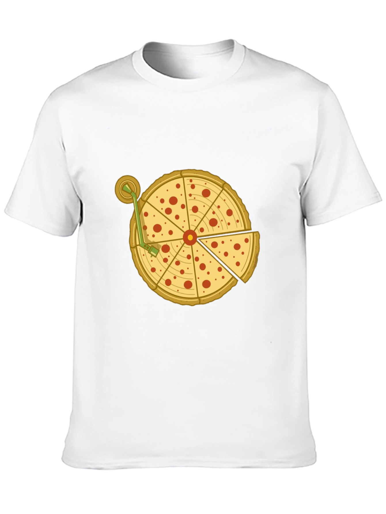Black Pizza Turntable Graphic Tee - Black Cotton T-Shirt view 10