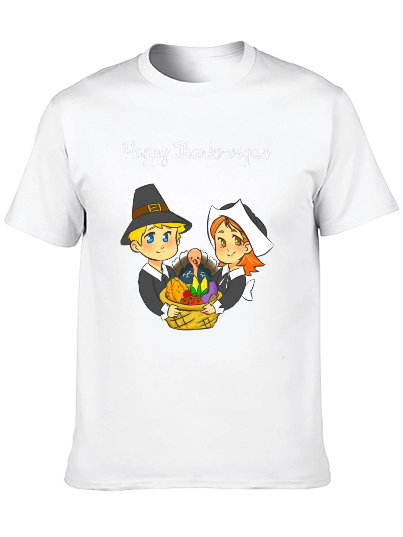 Black Happy Thanks-Vegan T-Shirt view 10