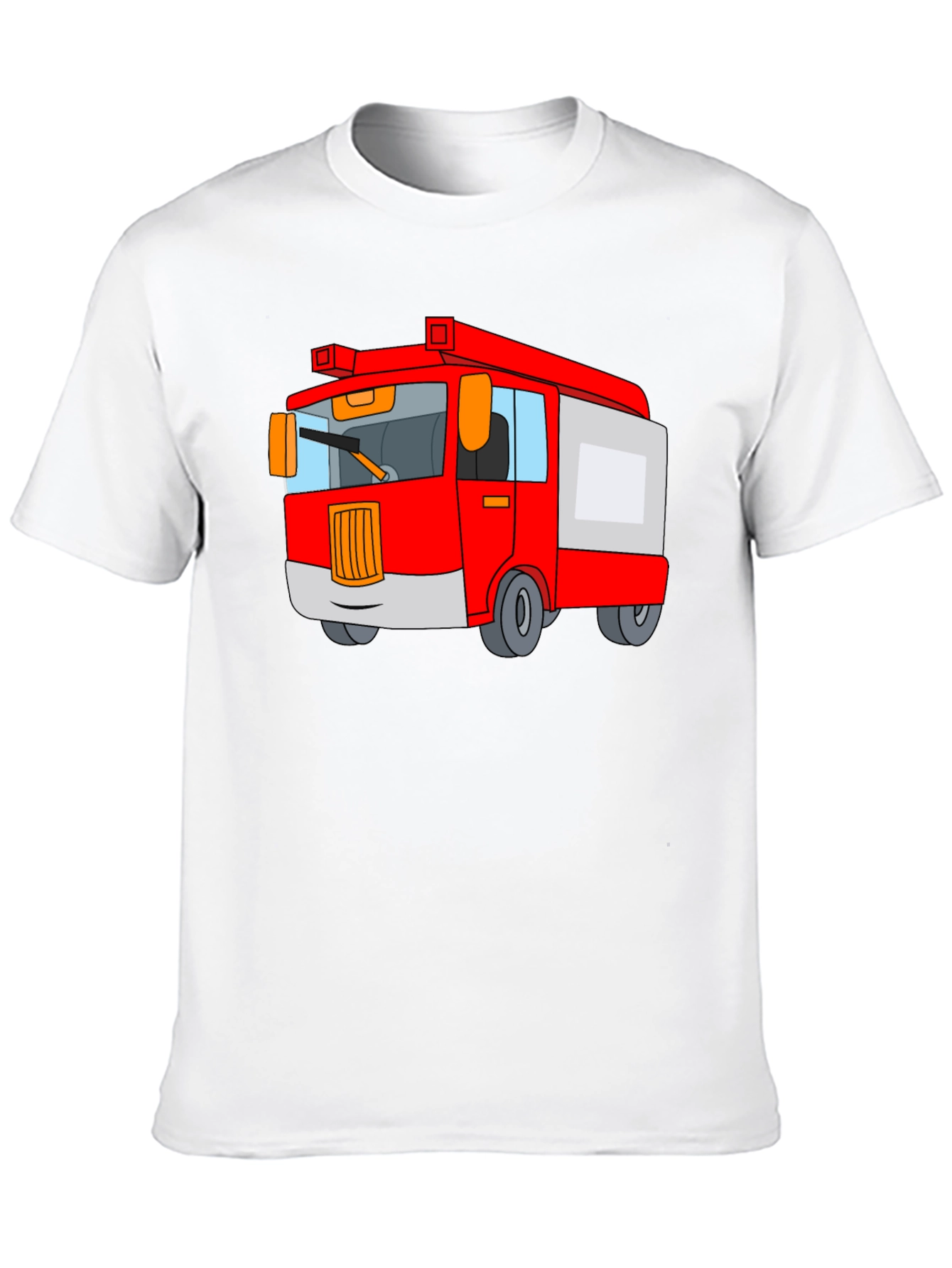 Black Fire Truck Cartoon Graphic Black T-Shirt view 10