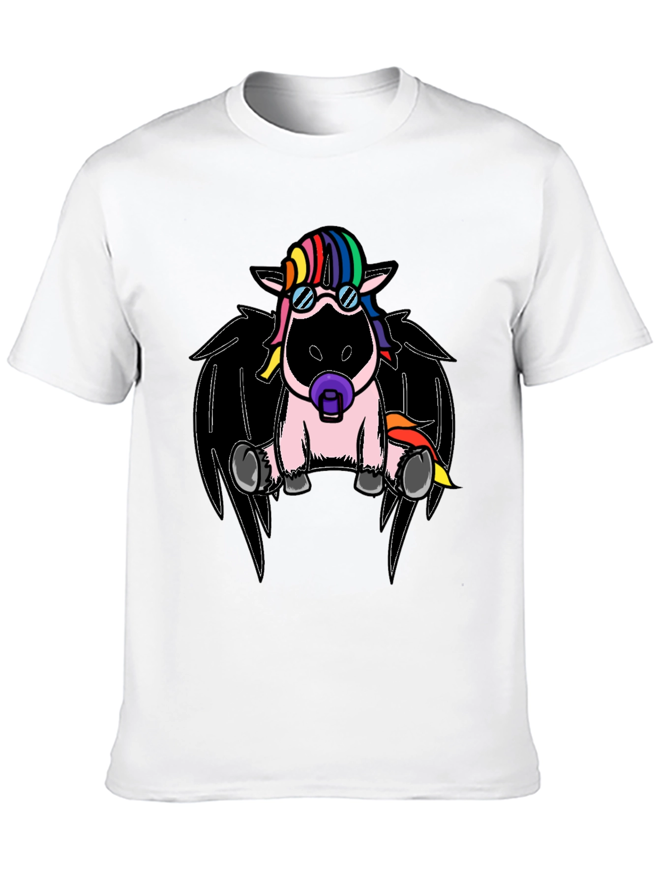 Black Cool Unicorn with Wings Graphic T-Shirt view 10