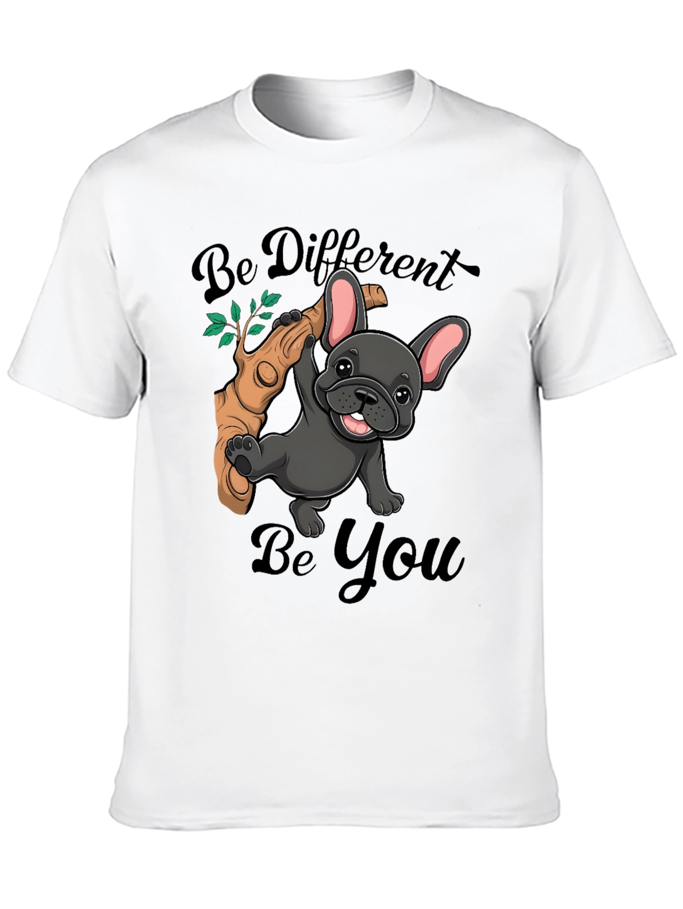 Black Be Different Be You Bulldog T-Shirt view 10