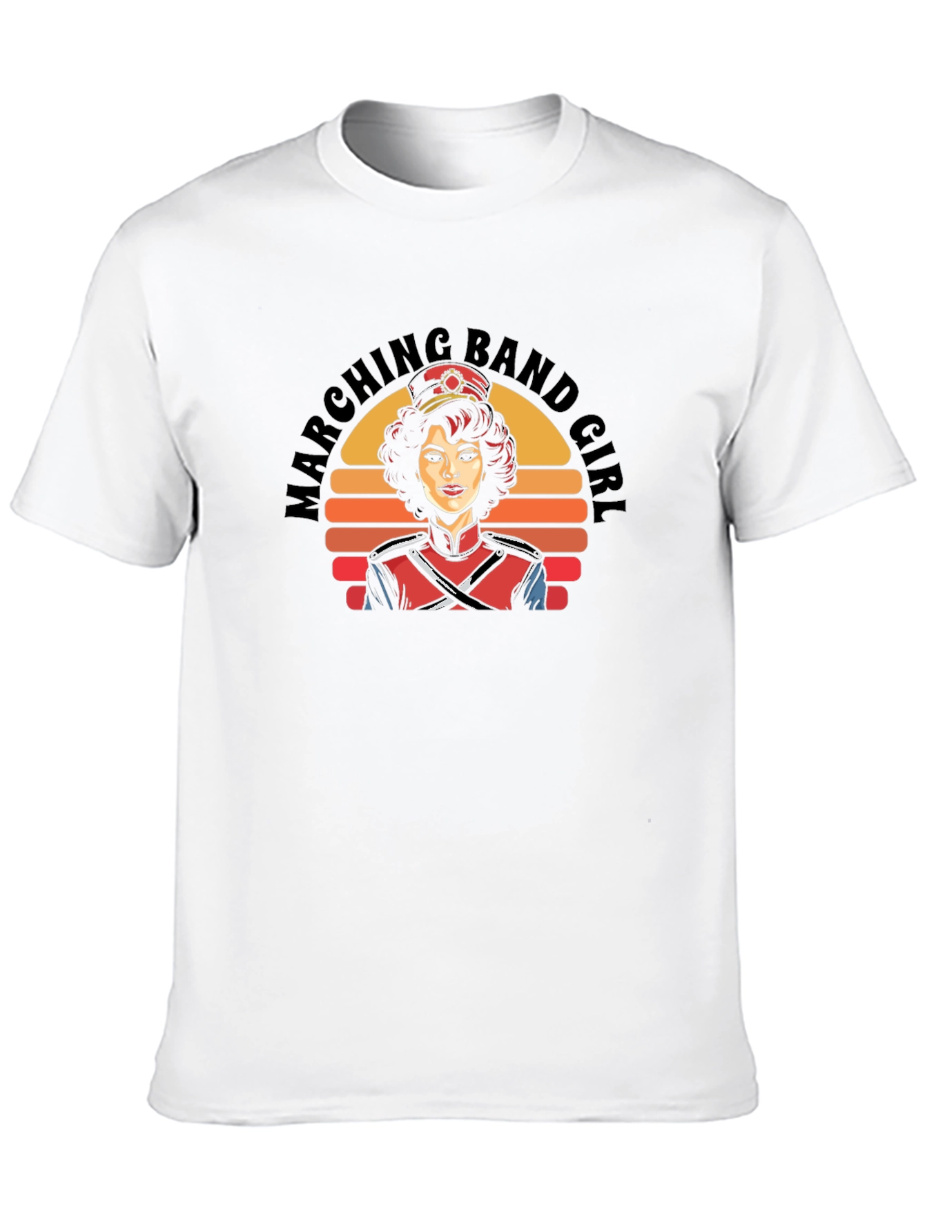 Black Marching Band Girl Retro Graphic T-Shirt view 10