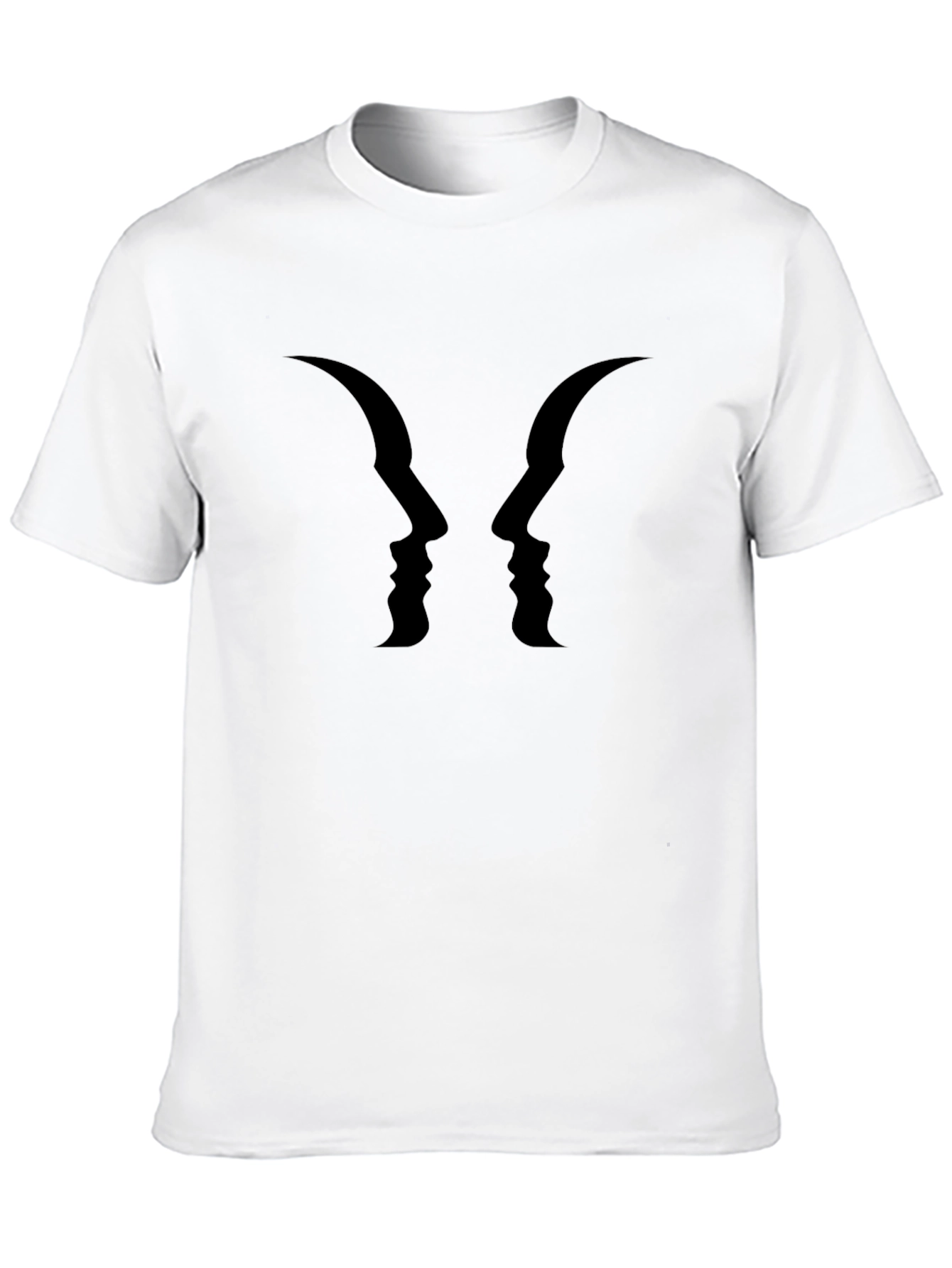 Black Optical Illusion Silhouette Face T-Shirt view 10