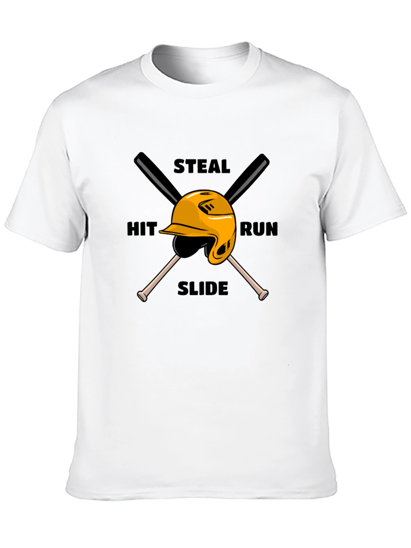 Black Baseball Steal Hit Run Graphic T-Shirt view 10