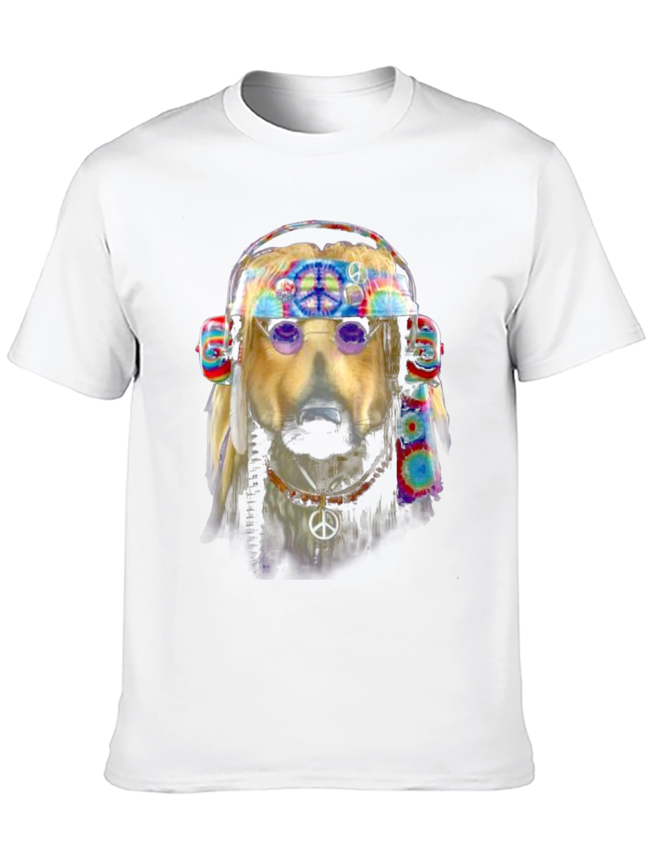 Black Hippie Dog Graphic T-Shirt - Peace & Love view 10
