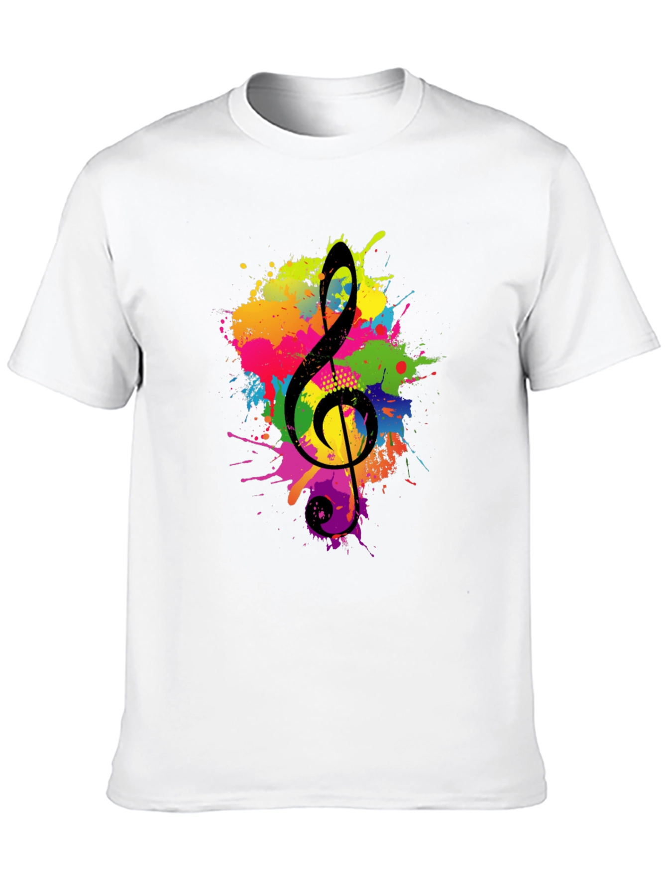 Black Colorful Treble Clef Black Graphic Tee view 10