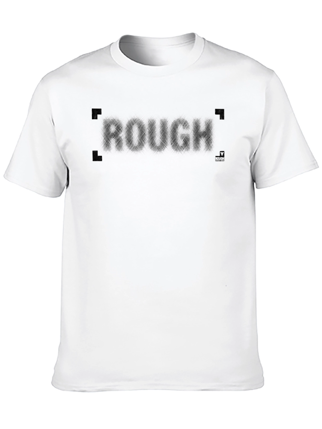 Black Men's Black "ROUGH" Crew Neck T-Shirt view 10