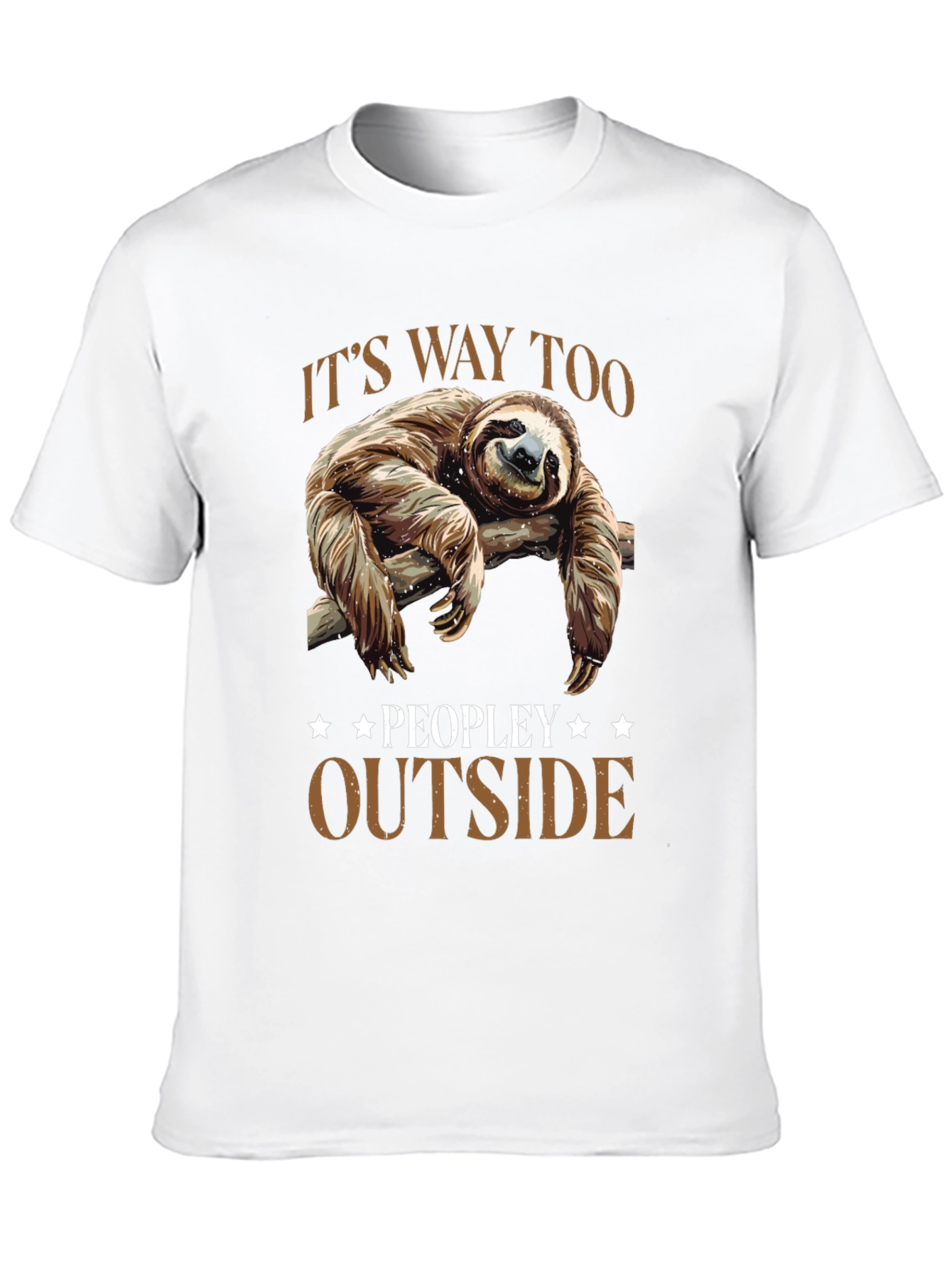 Black Lazy Sloth Graphic Tee: "It's Way Too Peopley Outside" view 10