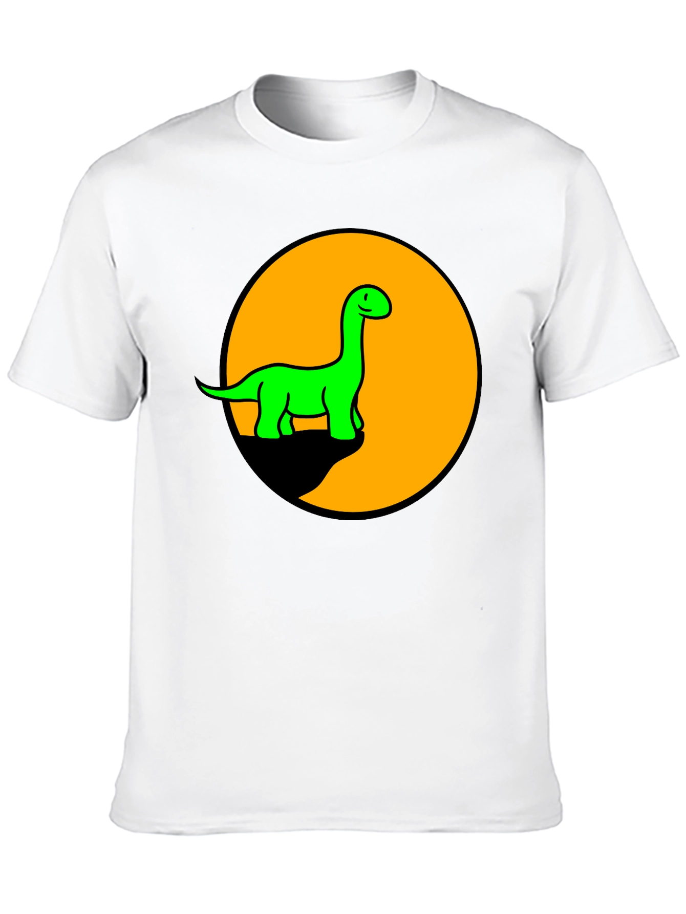 Black Dino Graphic Tee - Black T-Shirt with Retro Green Dinosaur Print view 10