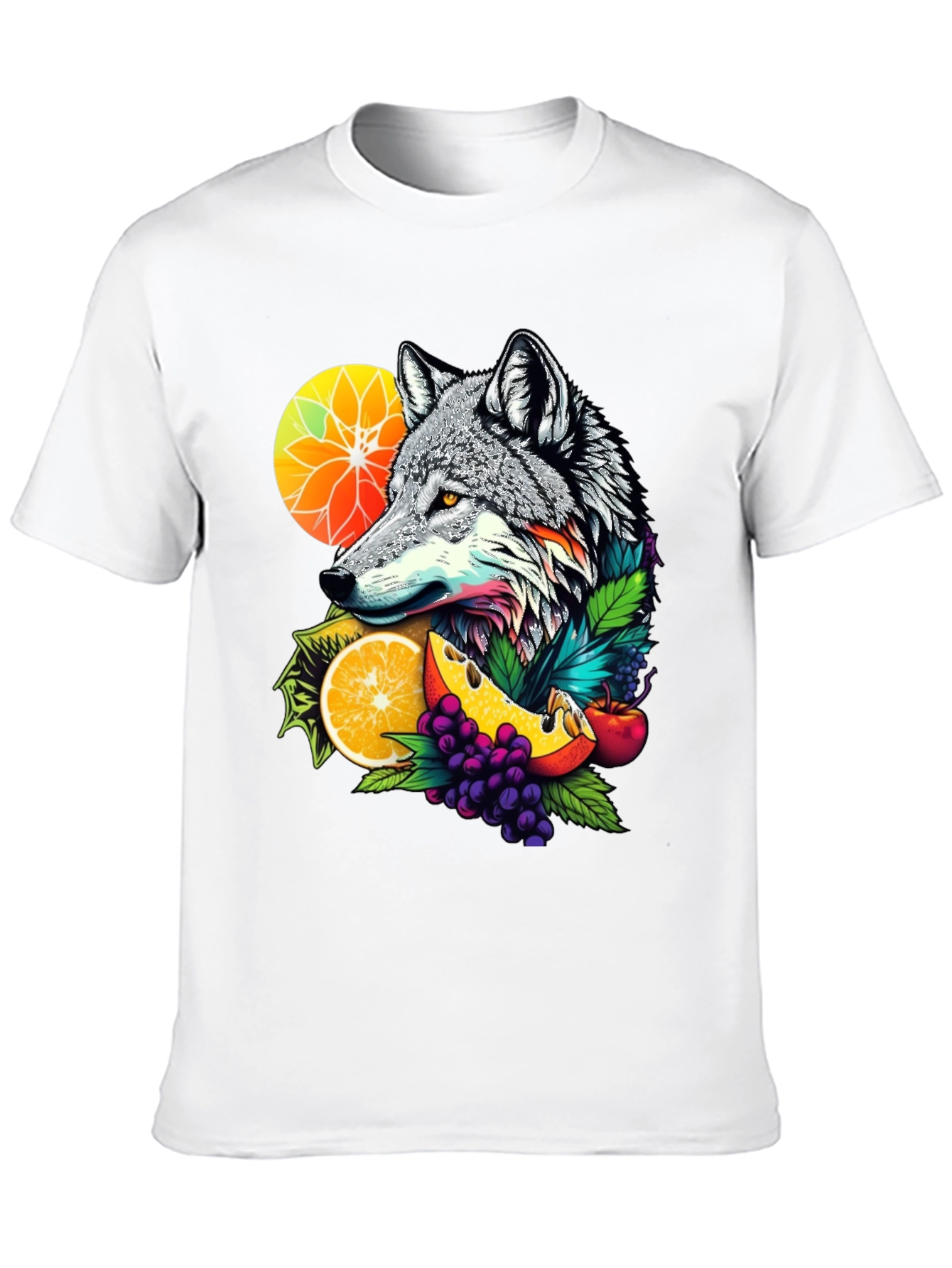 Black Wolf & Fruit Graphic Black T-Shirt view 10