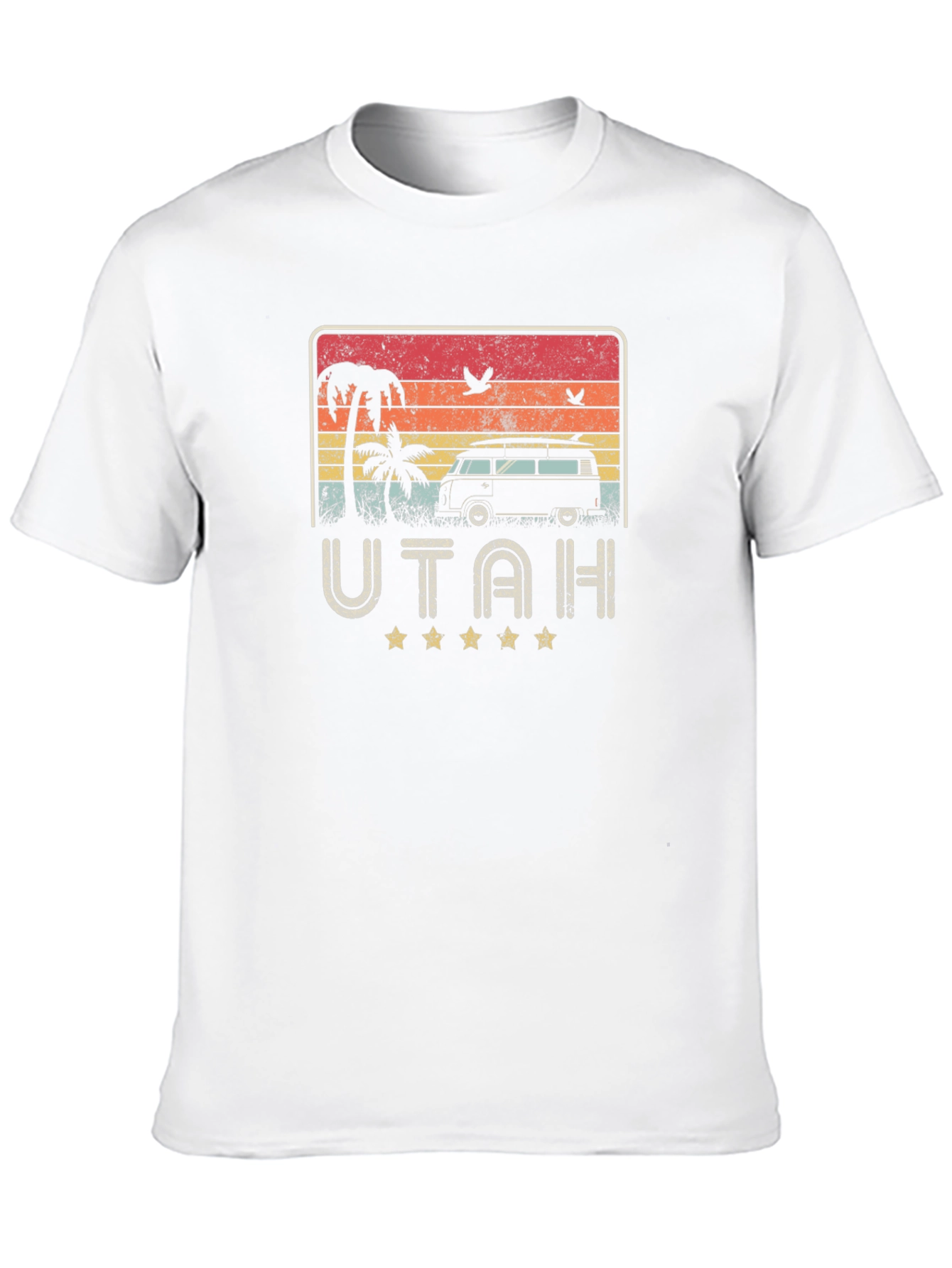 Black Retro Utah Beach Van Graphic T-Shirt view 10