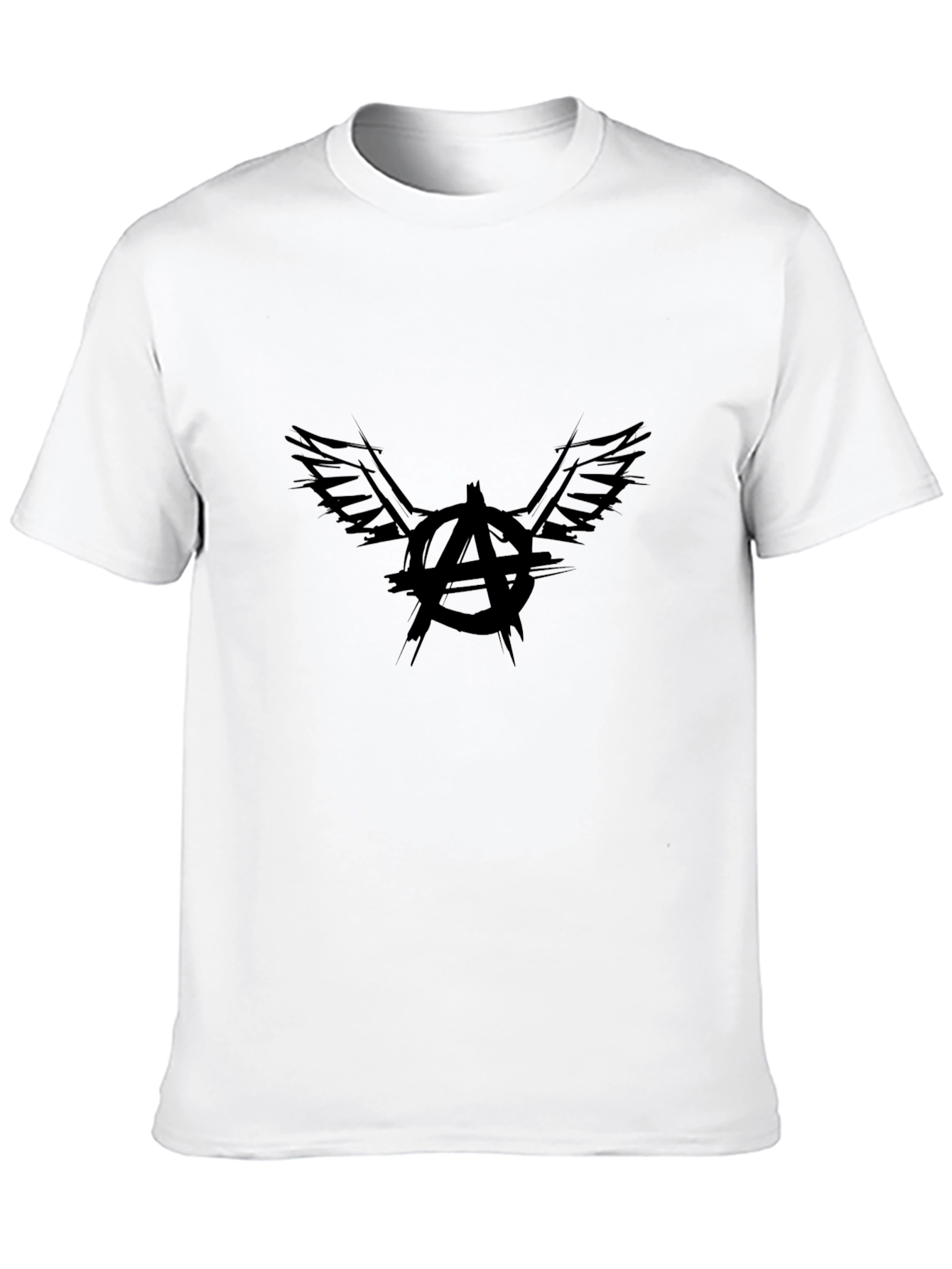 Black Anarchy Wings Graphic Tee - Black Cotton Casual Shirt view 10