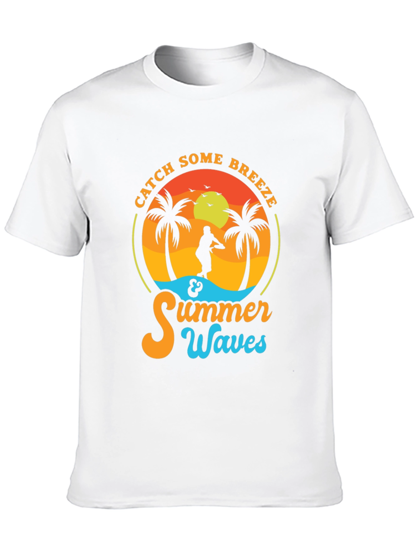 Black Catch Some Breeze Summer Waves Graphic Tee view 10