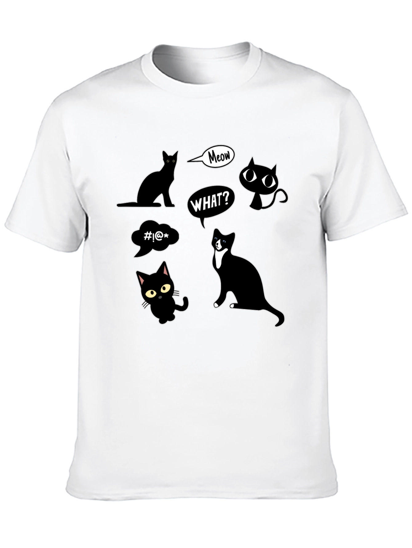 Black Funny Cats Graphic Black T-Shirt view 10