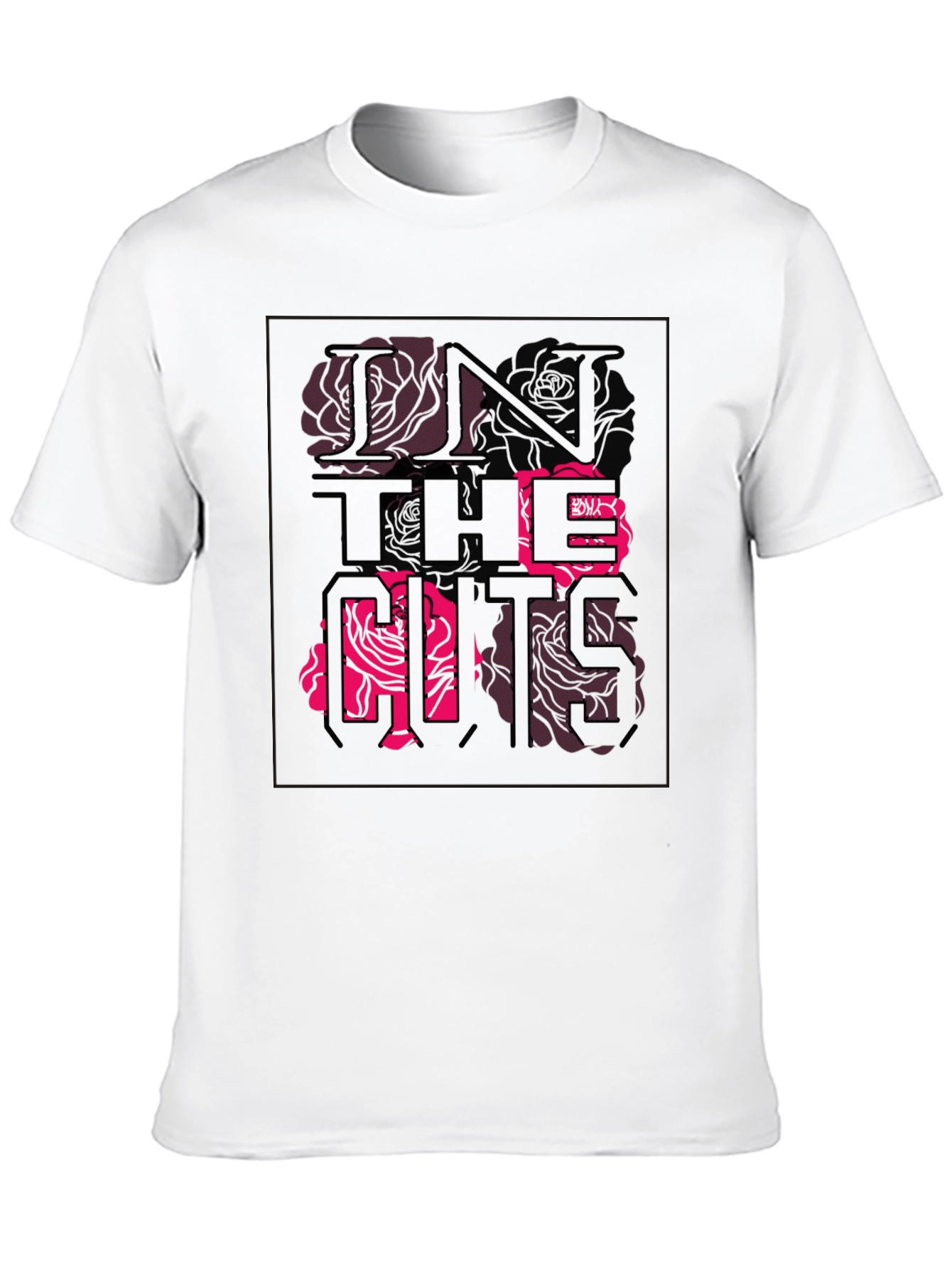 Black Stylish Black Graphic Tee - Rose Text Design view 10