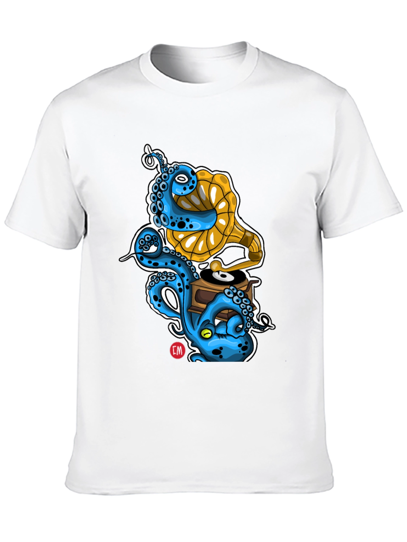 Black Octopus Phonograph Black T-Shirt view 10