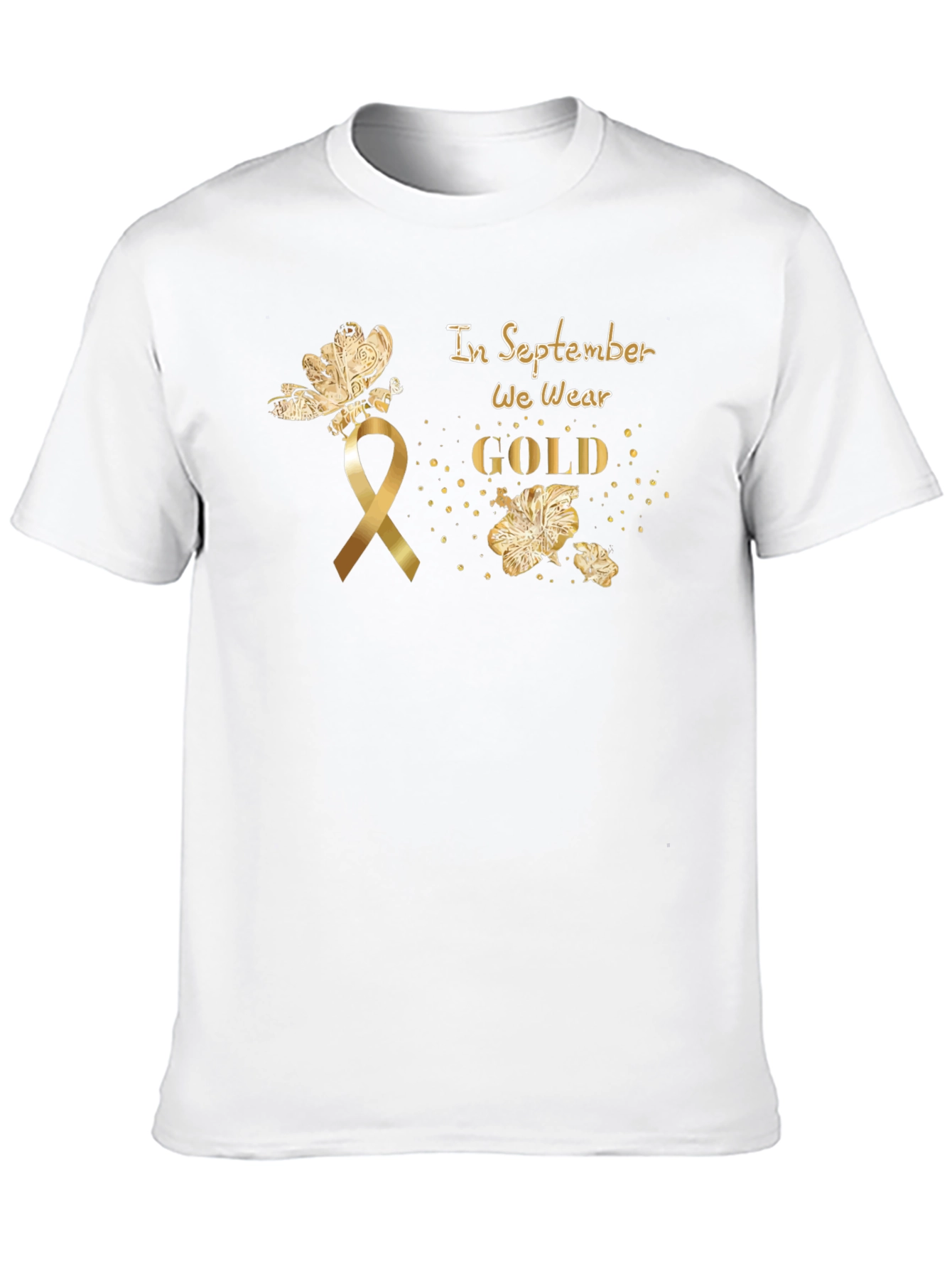Black In September We Wear Gold Awareness T-Shirt view 10