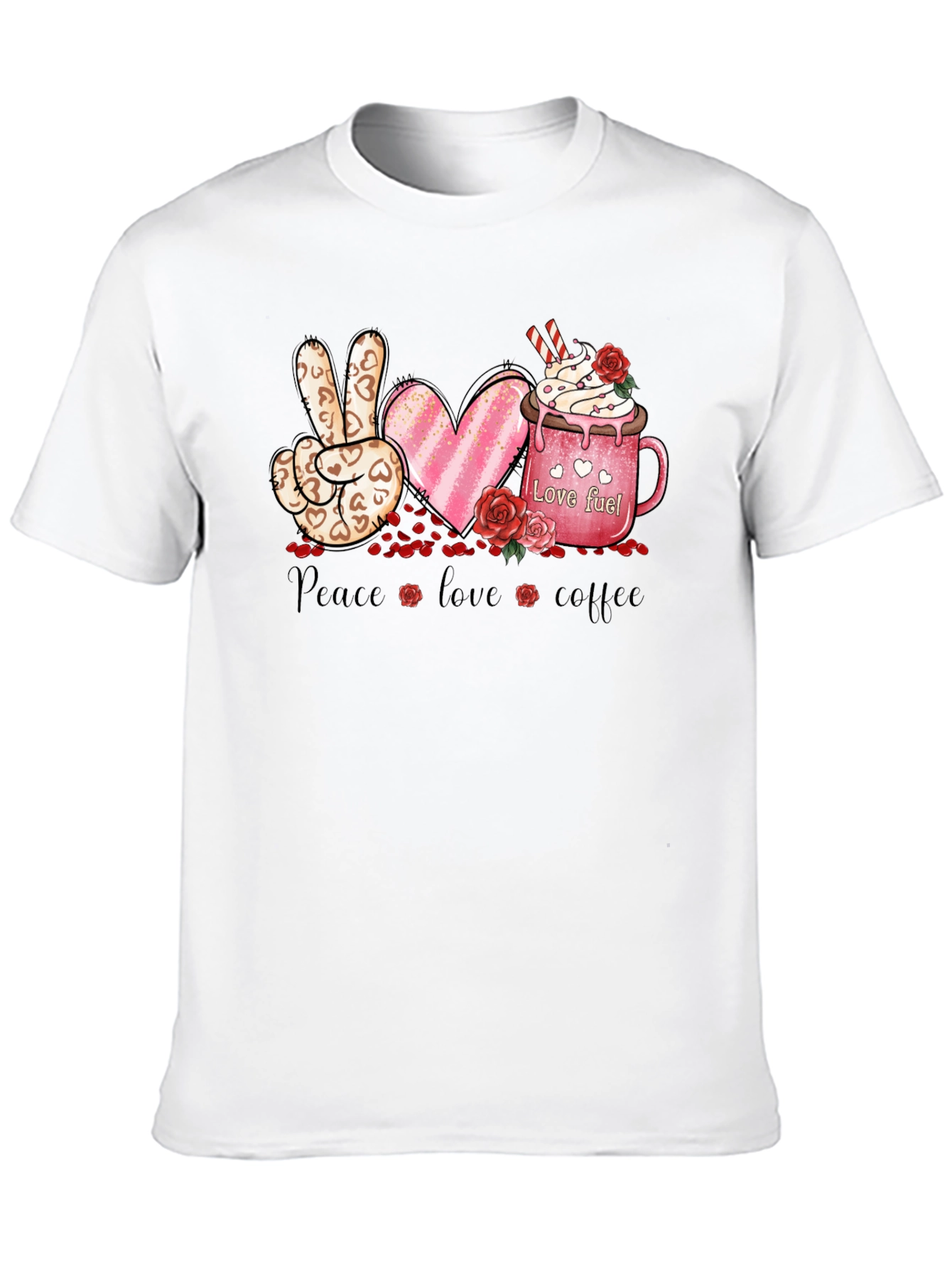 Black Peace Love Coffee Valentine T-Shirt view 10