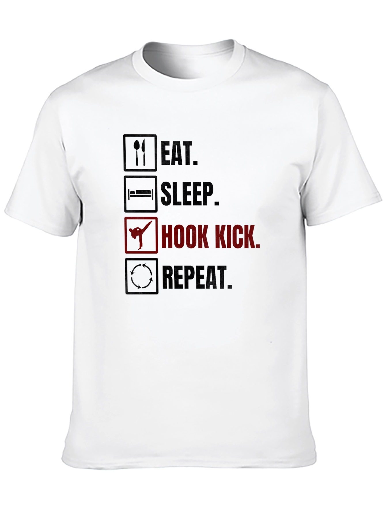 Black Eat Sleep Hook Kick Repeat Graphic T-Shirt view 10