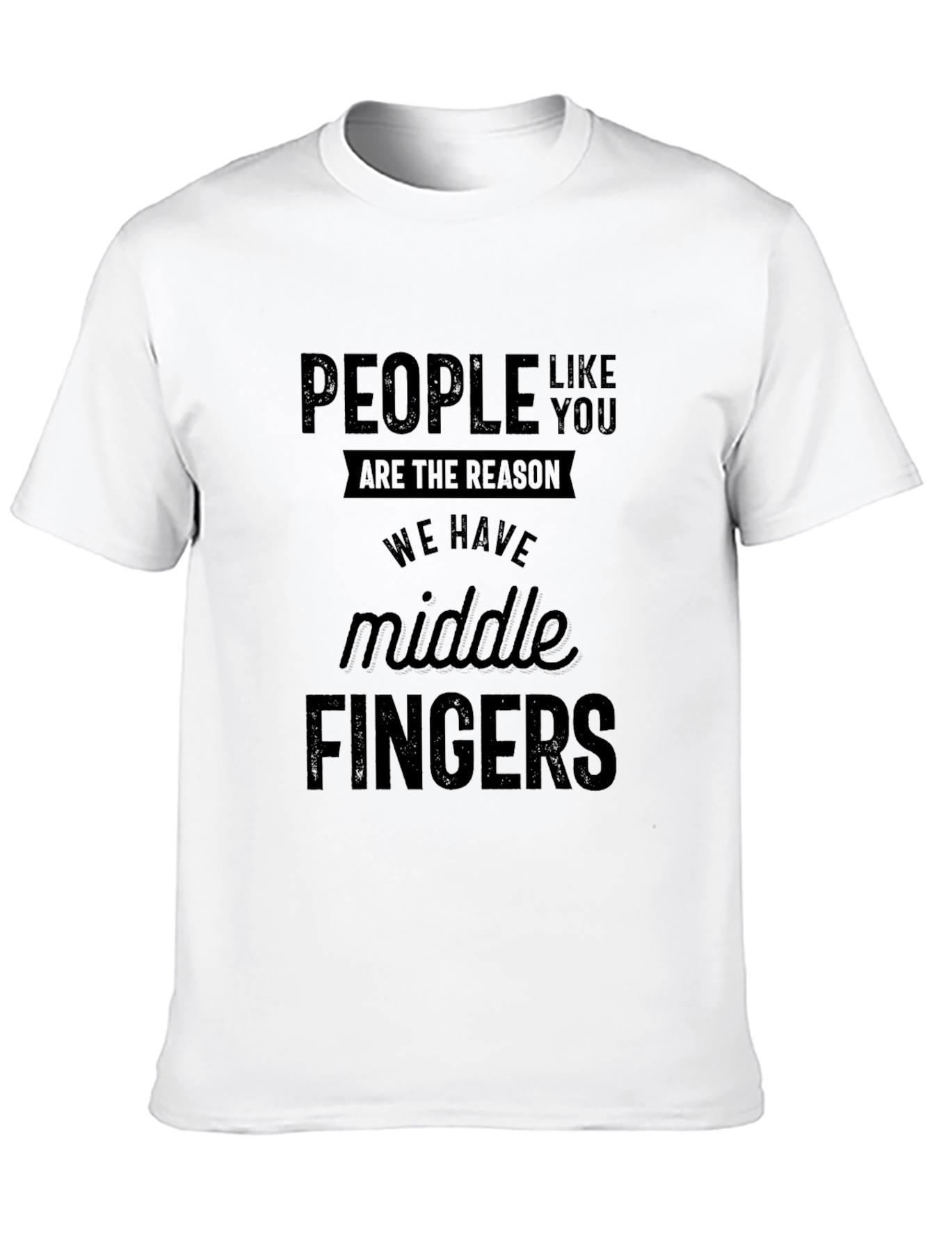 Black Funny Middle Finger Graphic Tee - Black Cotton Blend view 10