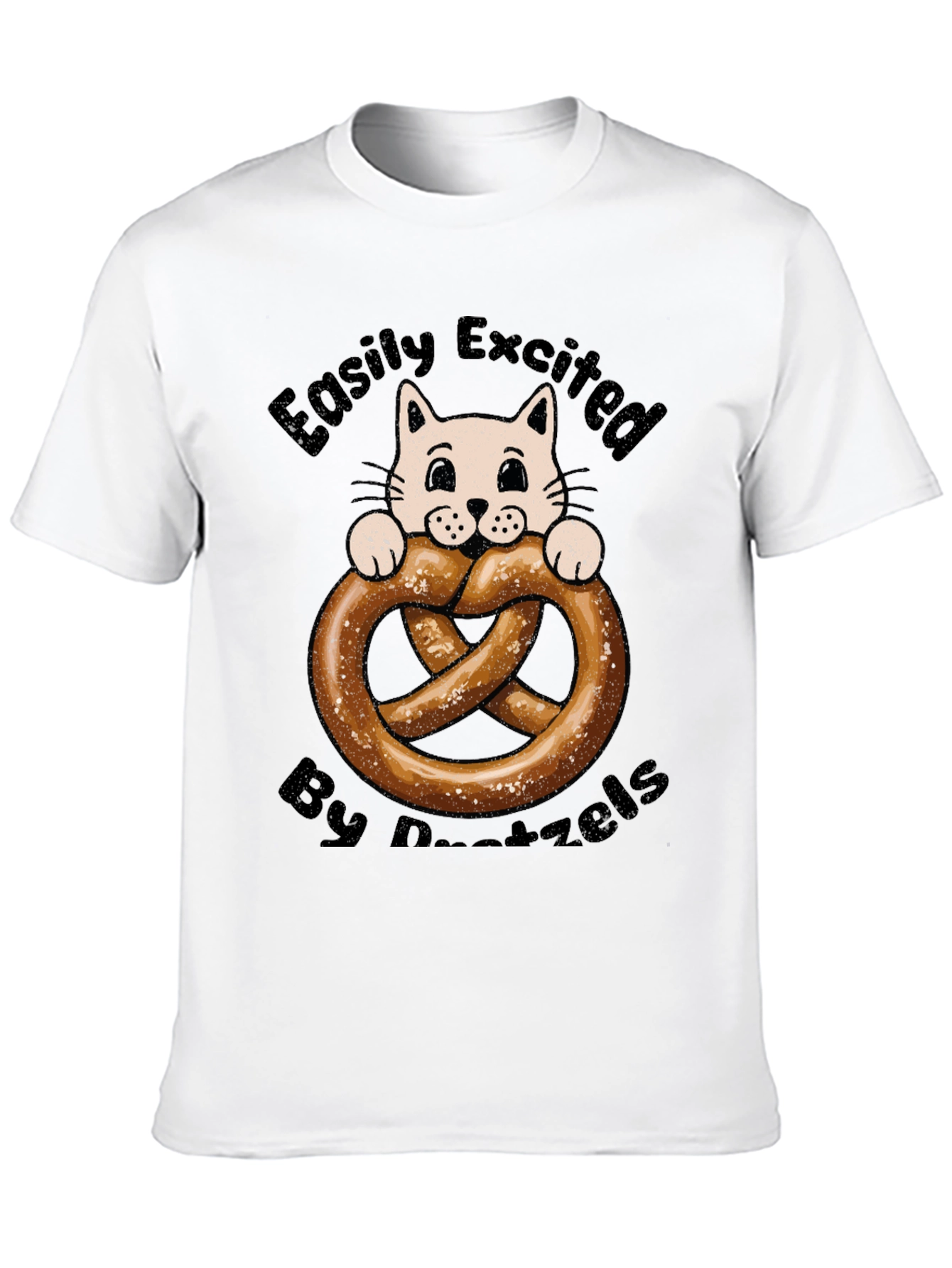 Black Easily Excited By Pretzels Cat T-Shirt view 10
