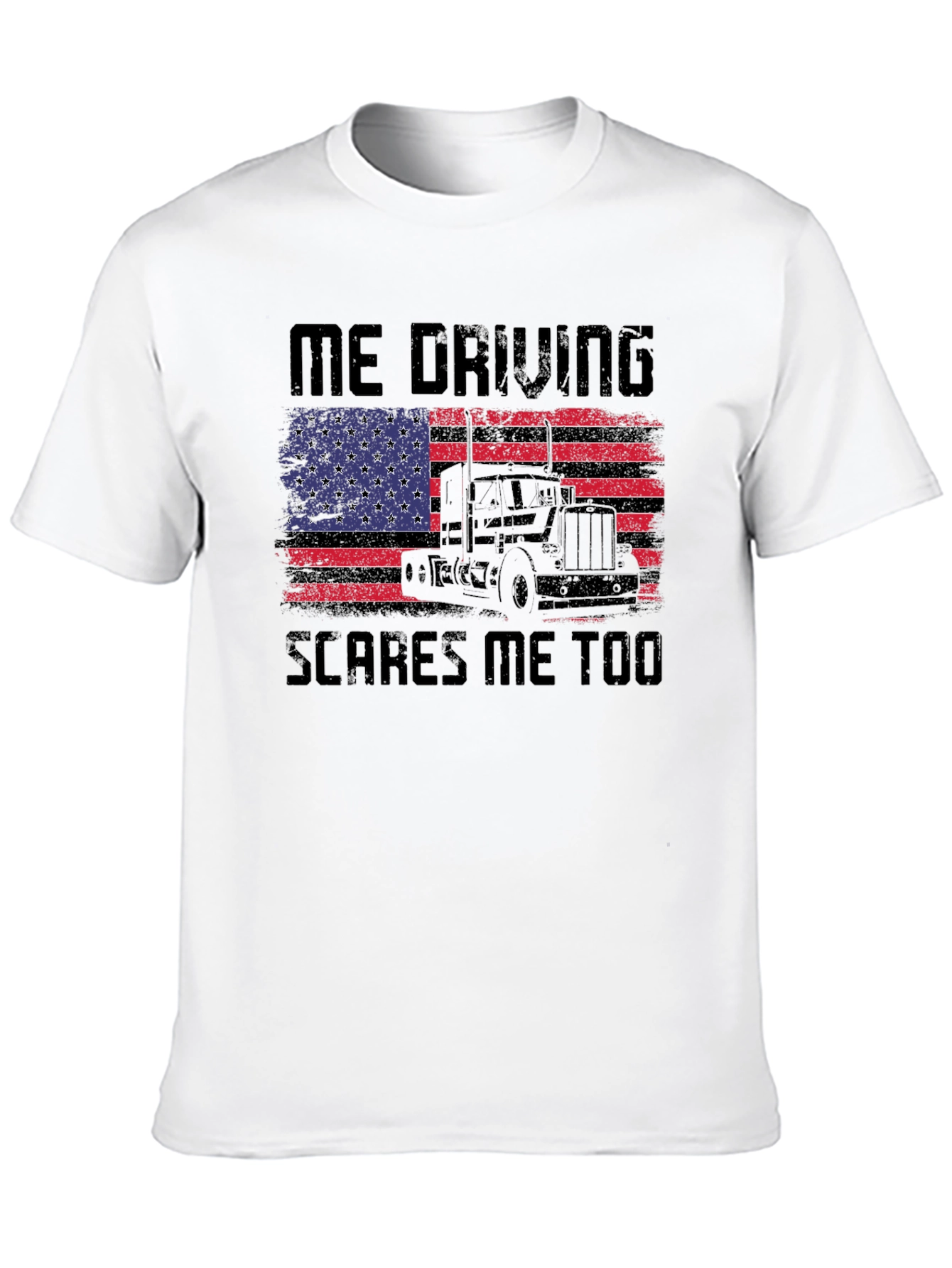 Black Trucker T-Shirt: Me Driving Scares Me Too! view 10