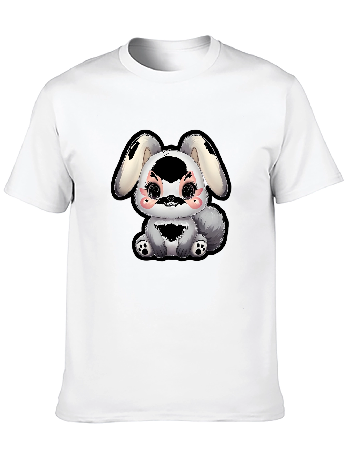 Black Cute Kawaii Bunny T-Shirt - Black view 10