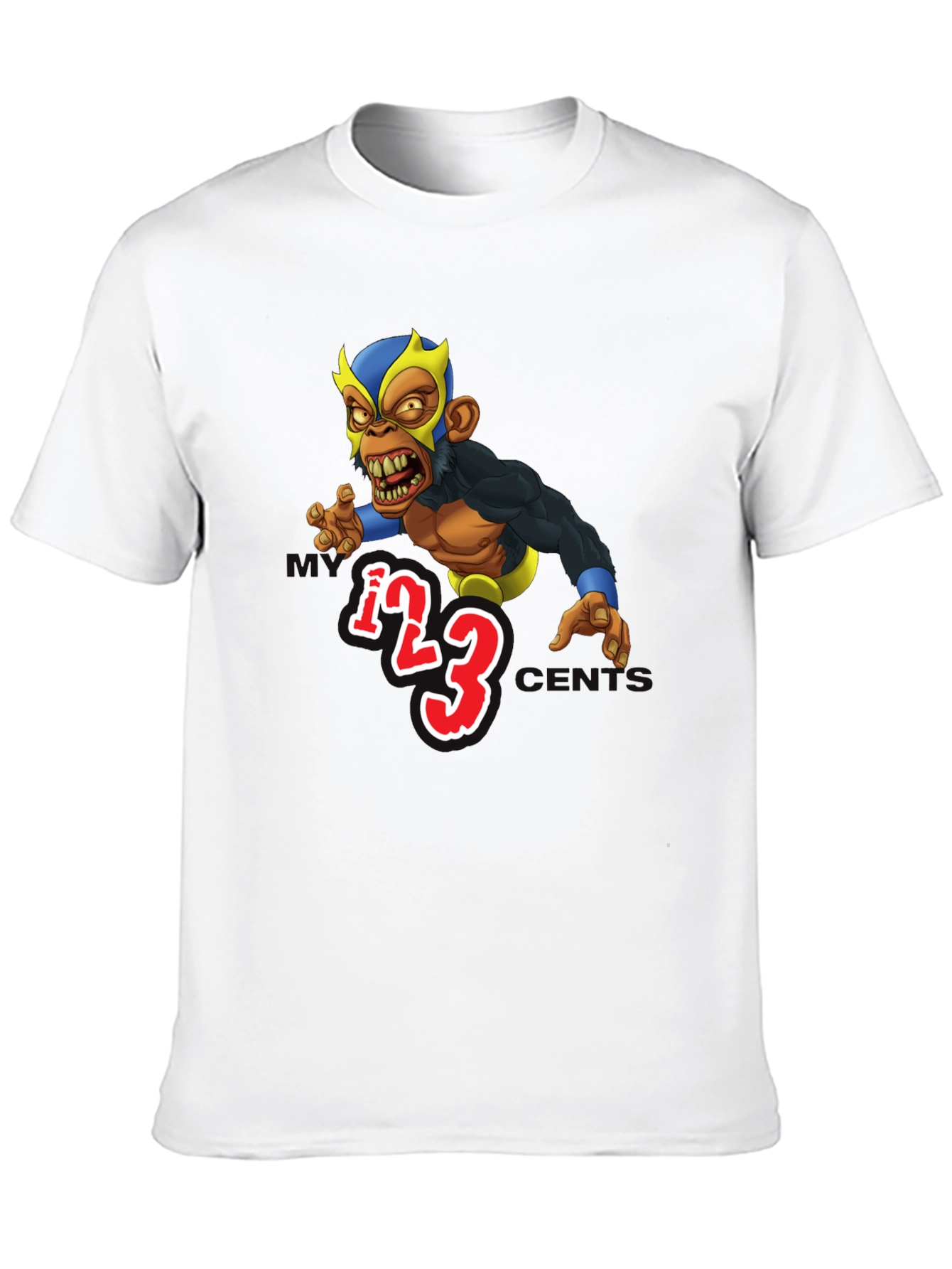 Black Wrestling Monkey Cartoon Graphic Black T-Shirt view 10