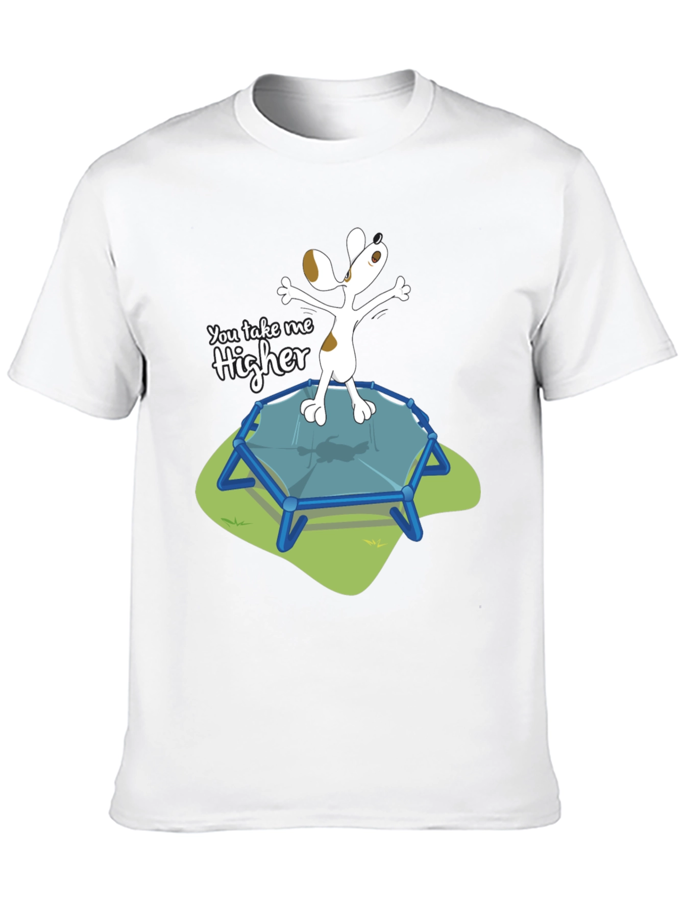 Black You Take Me Higher T-Shirt - Dog on Trampoline view 10