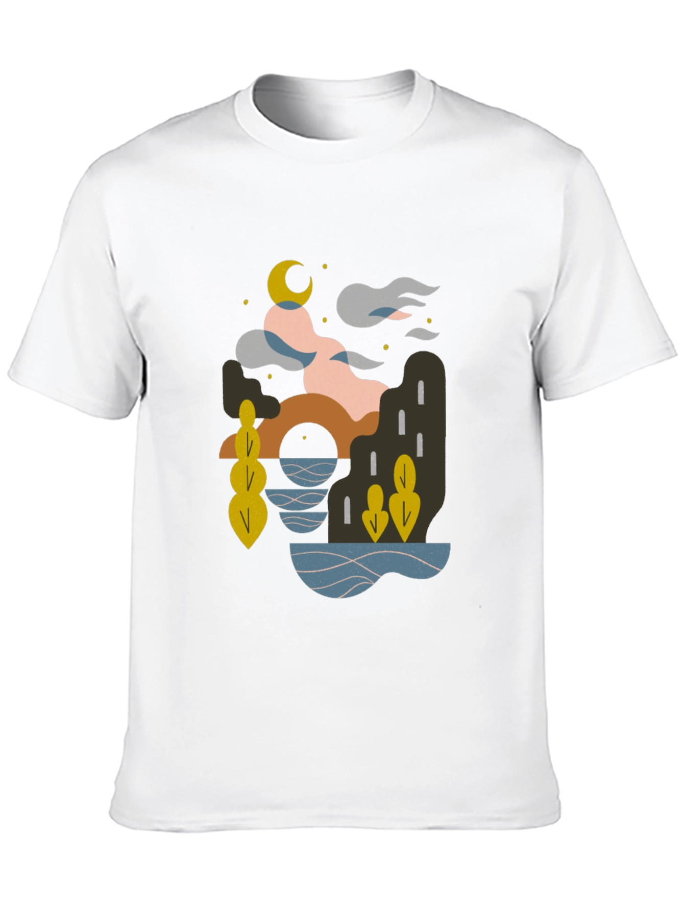 Black Abstract Moonlit Graphic T-Shirt view 10
