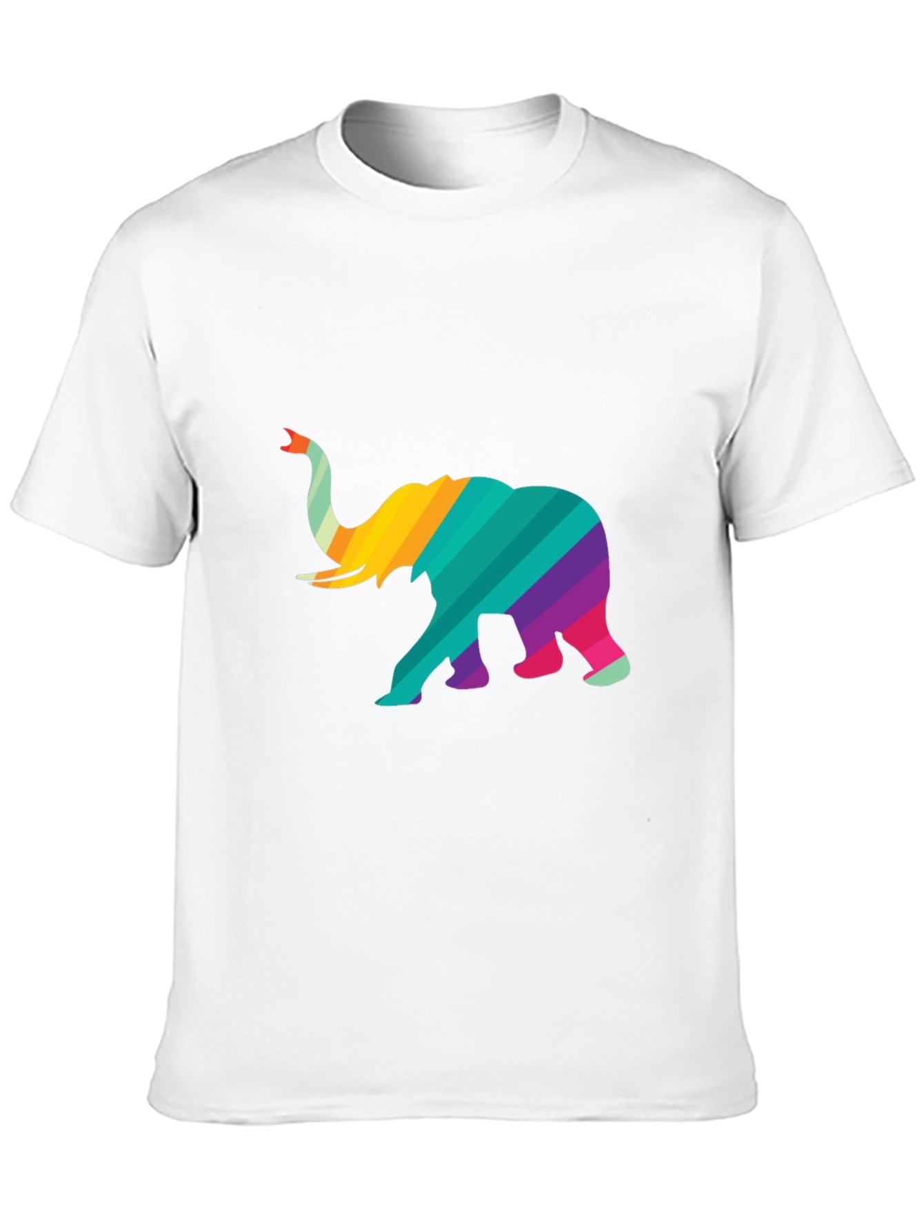 Black Rainbow Striped Elephant Graphic Tee - Unique Design view 10