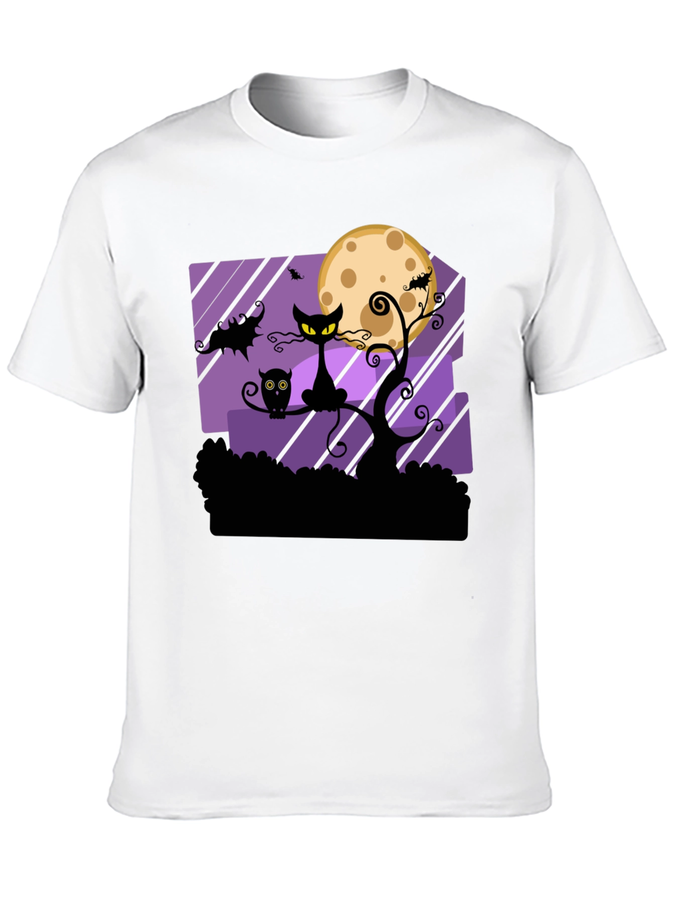 Black Halloween Black Cat & Moon Graphic T-Shirt view 10