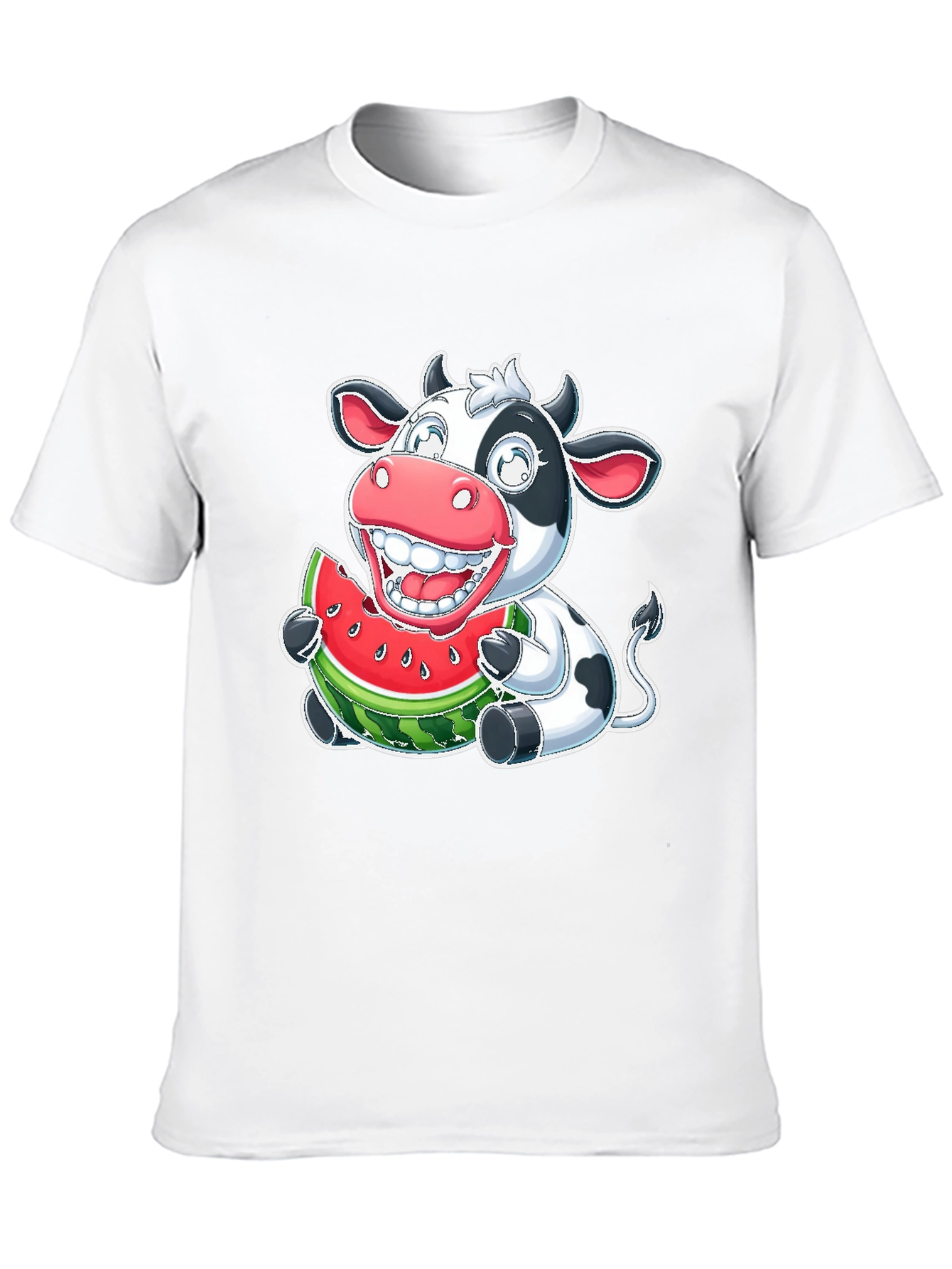 Black Funny Cow Watermelon Graphic T-Shirt view 10