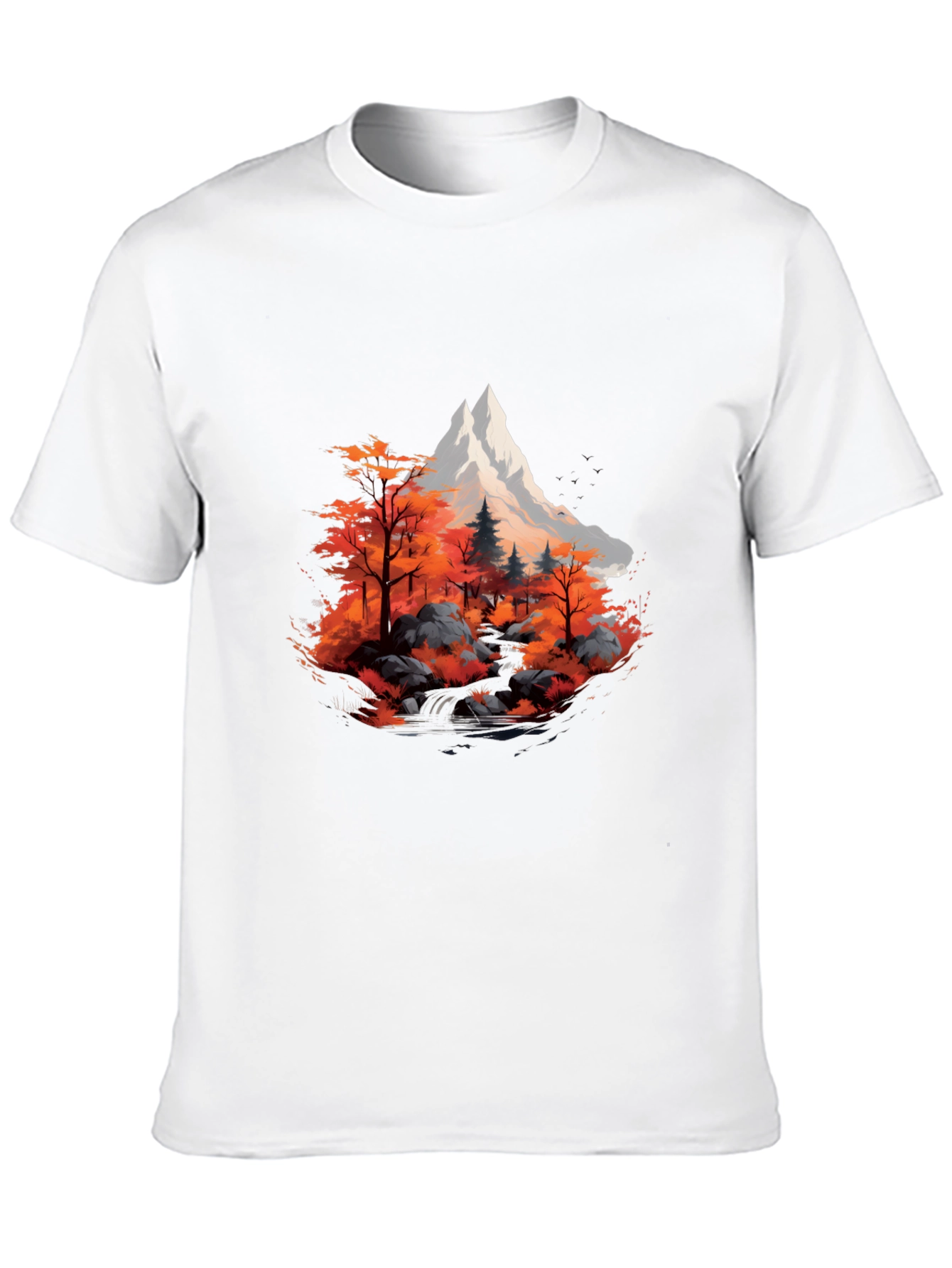Black Mountain & Autumn Forest Graphic Black Tee view 10