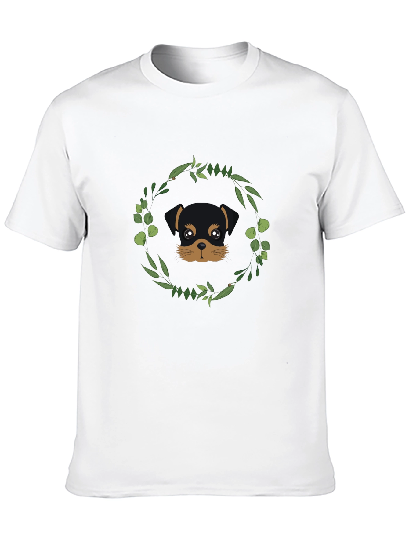 Black Dog Lover T-Shirt - Rottweiler Puppy with Floral Wreath view 10