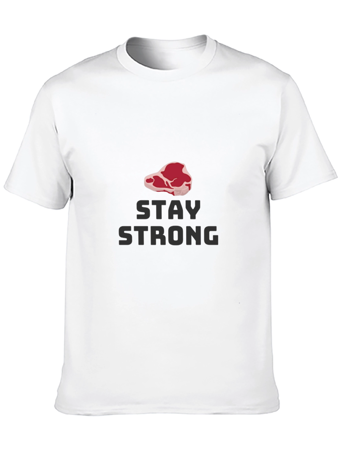 Black Stay Strong Steak Graphic Tee - Black Casual T-Shirt view 10
