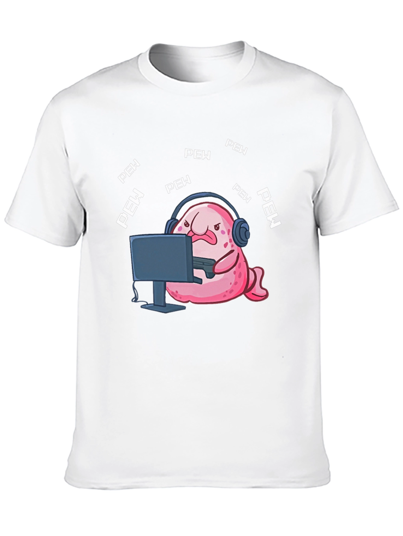 Black Gamer Blobfish T-Shirt - Pew Pew Funny Tee view 10