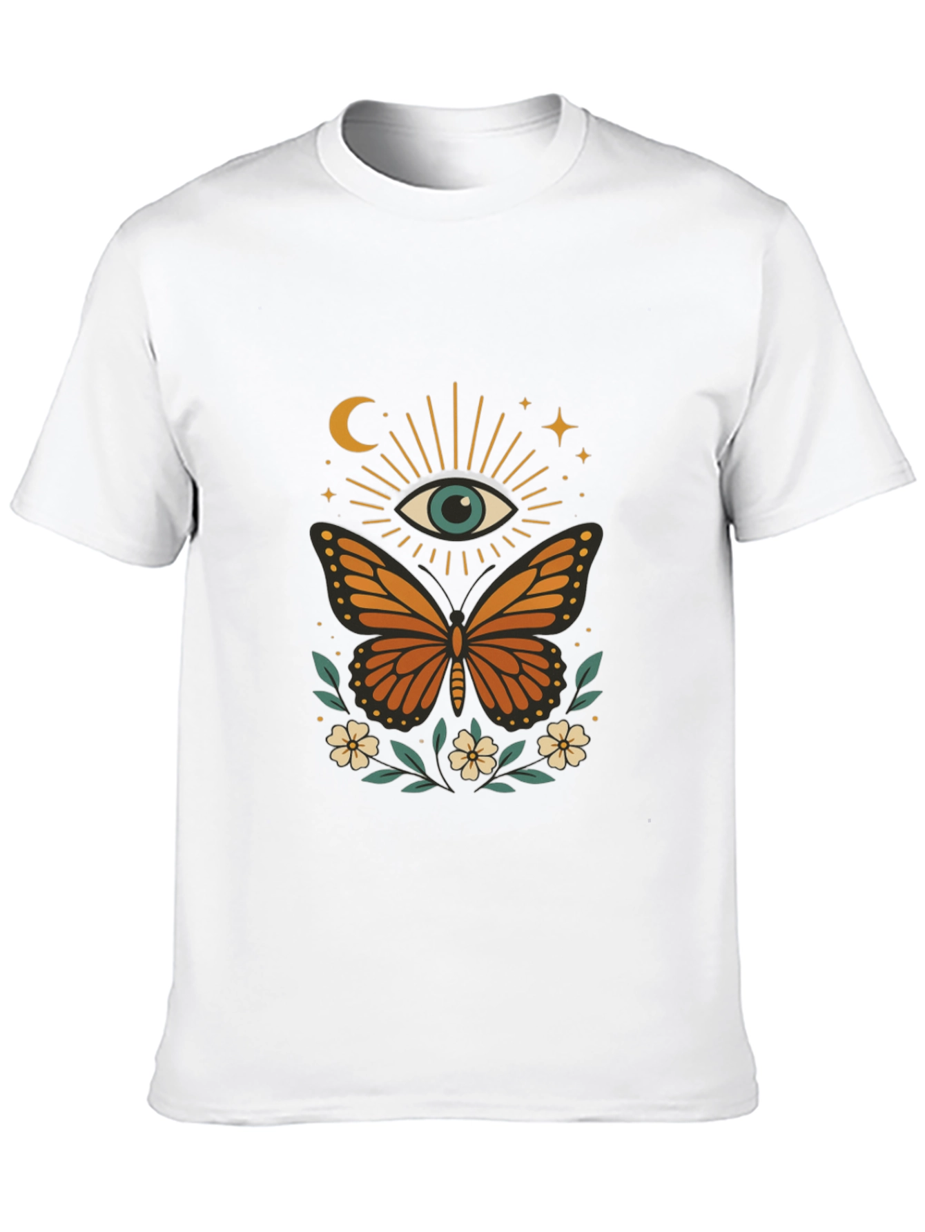 Black Mystic Eye Butterfly Graphic Tee - Black Cotton Blend view 10
