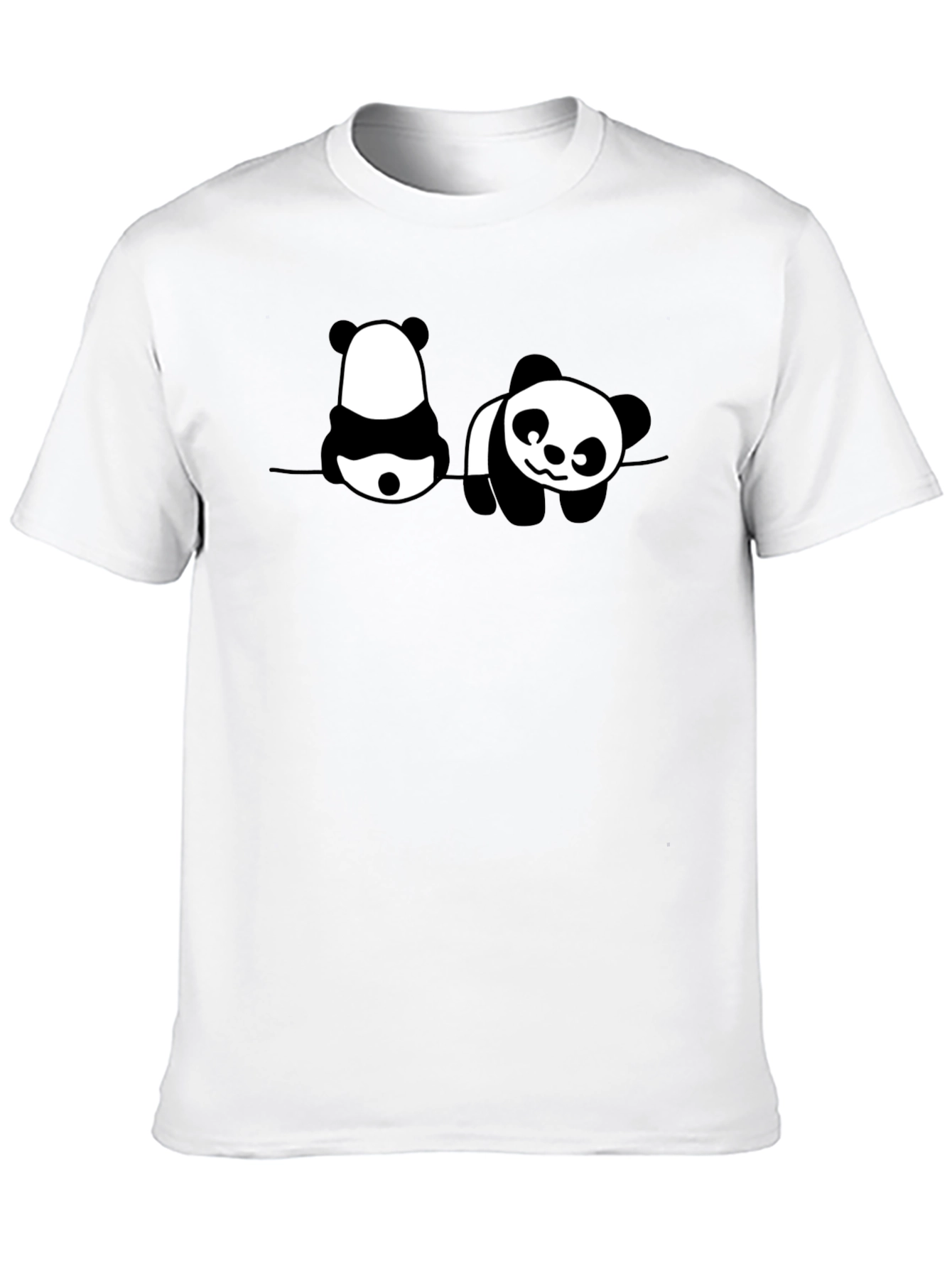 Black Panda Print Men's Black Graphic T-Shirt view 10