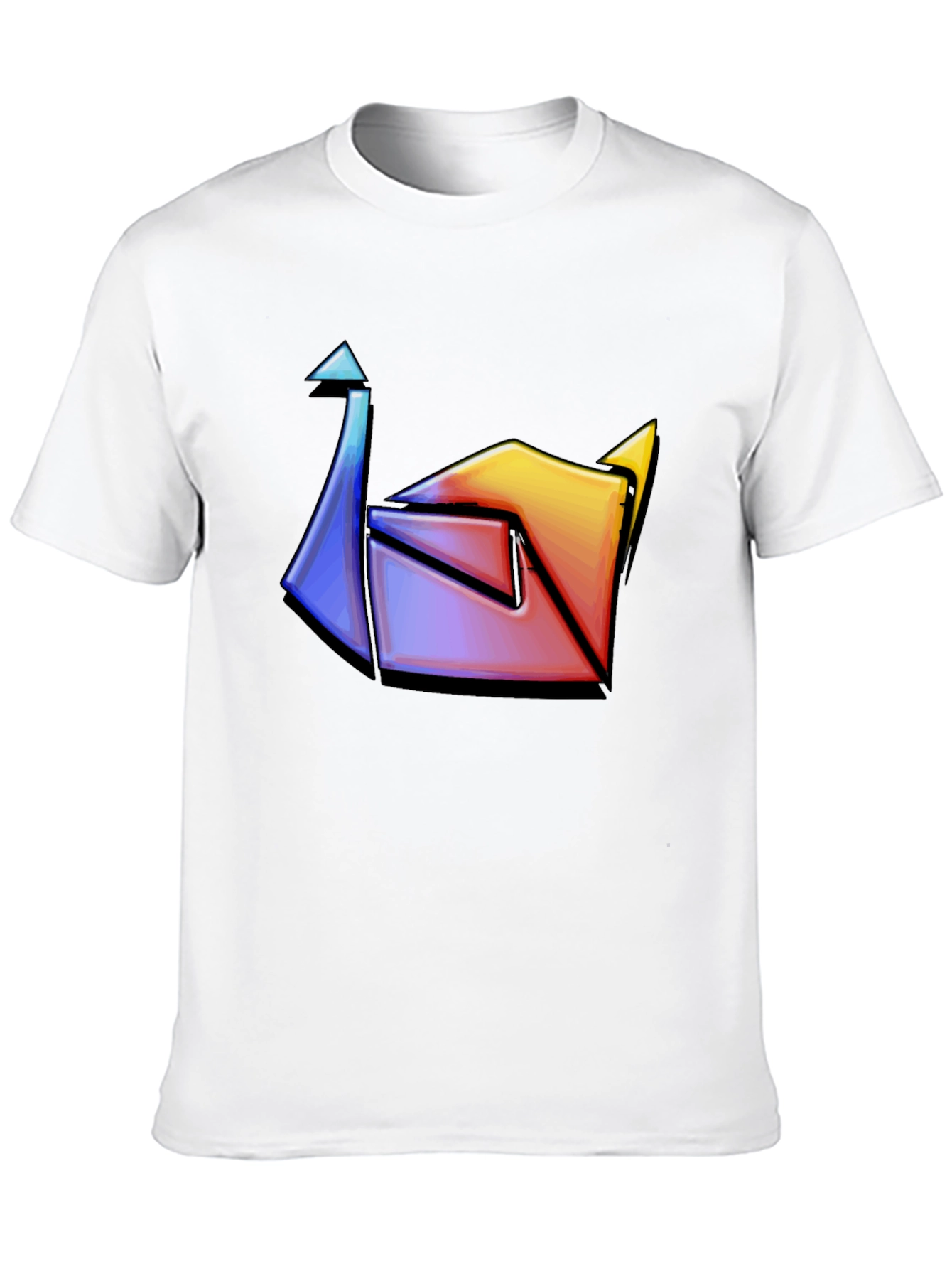 Black Abstract Colorful Origami Graphic Tee view 10