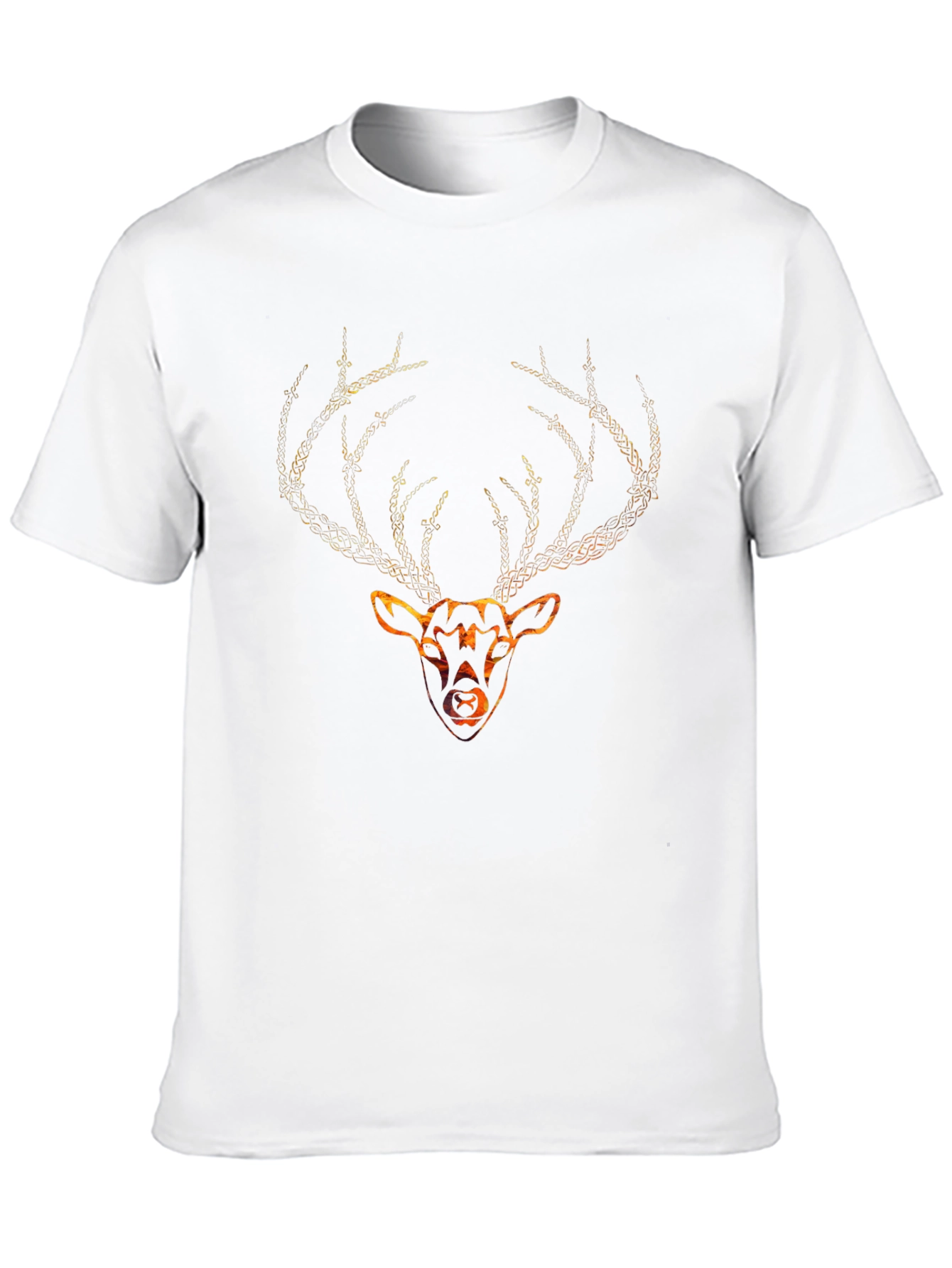 Black Celtic Deer Graphic Tee - Black Cotton T-Shirt view 10
