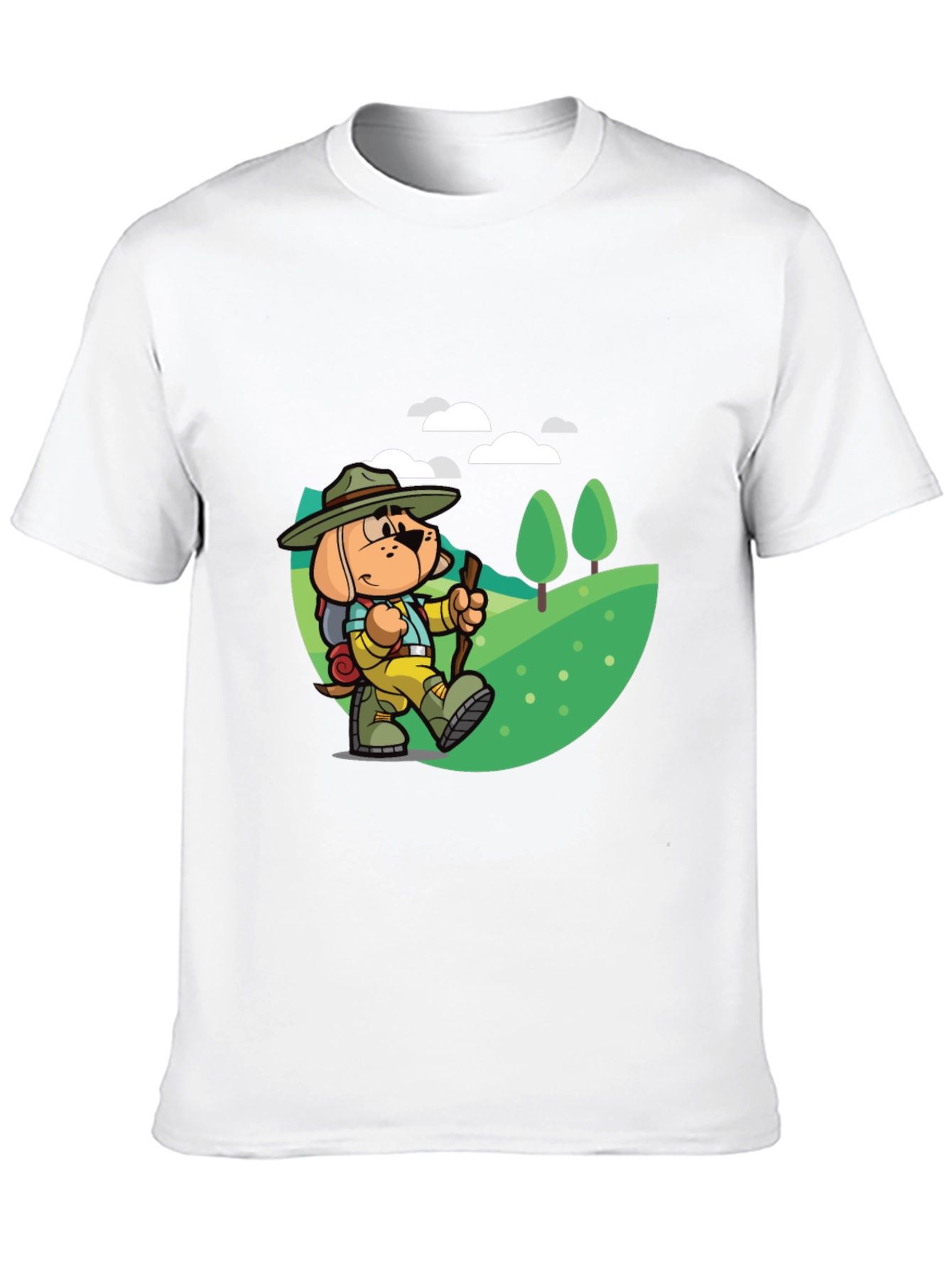 Black Cartoon Dog Hiking T-Shirt view 10