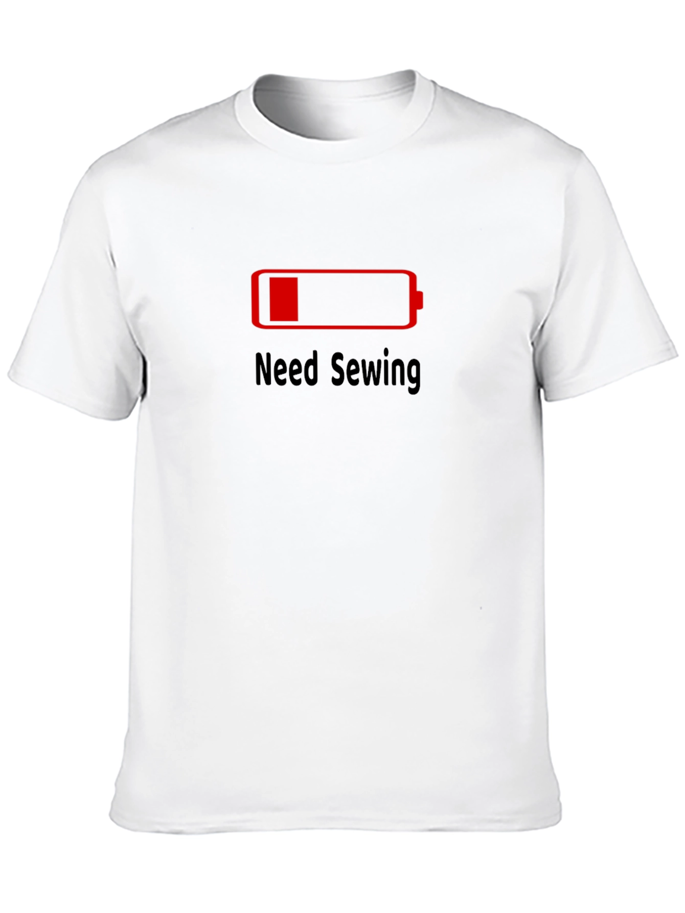 Black Need Sewing T-Shirt - Low Battery Funny Tee view 10