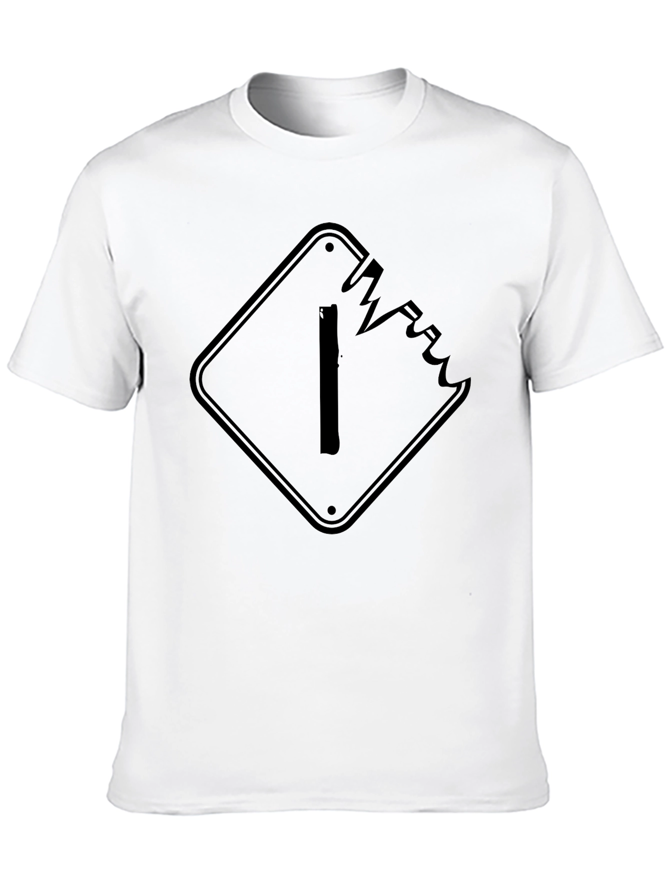 Black Edgy Cracked Sign Graphic Tee - Black Cotton T-Shirt view 10