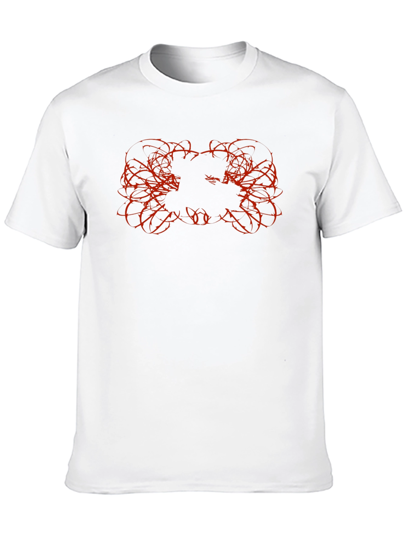 Black Men's Black Graphic Tee with Red Thorn Design view 10