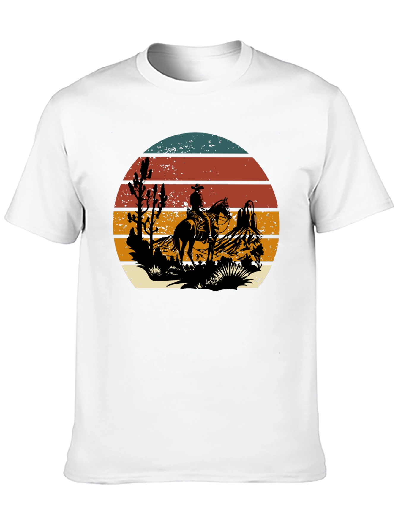 Black Western Cowboy Sunset Graphic T-Shirt view 10