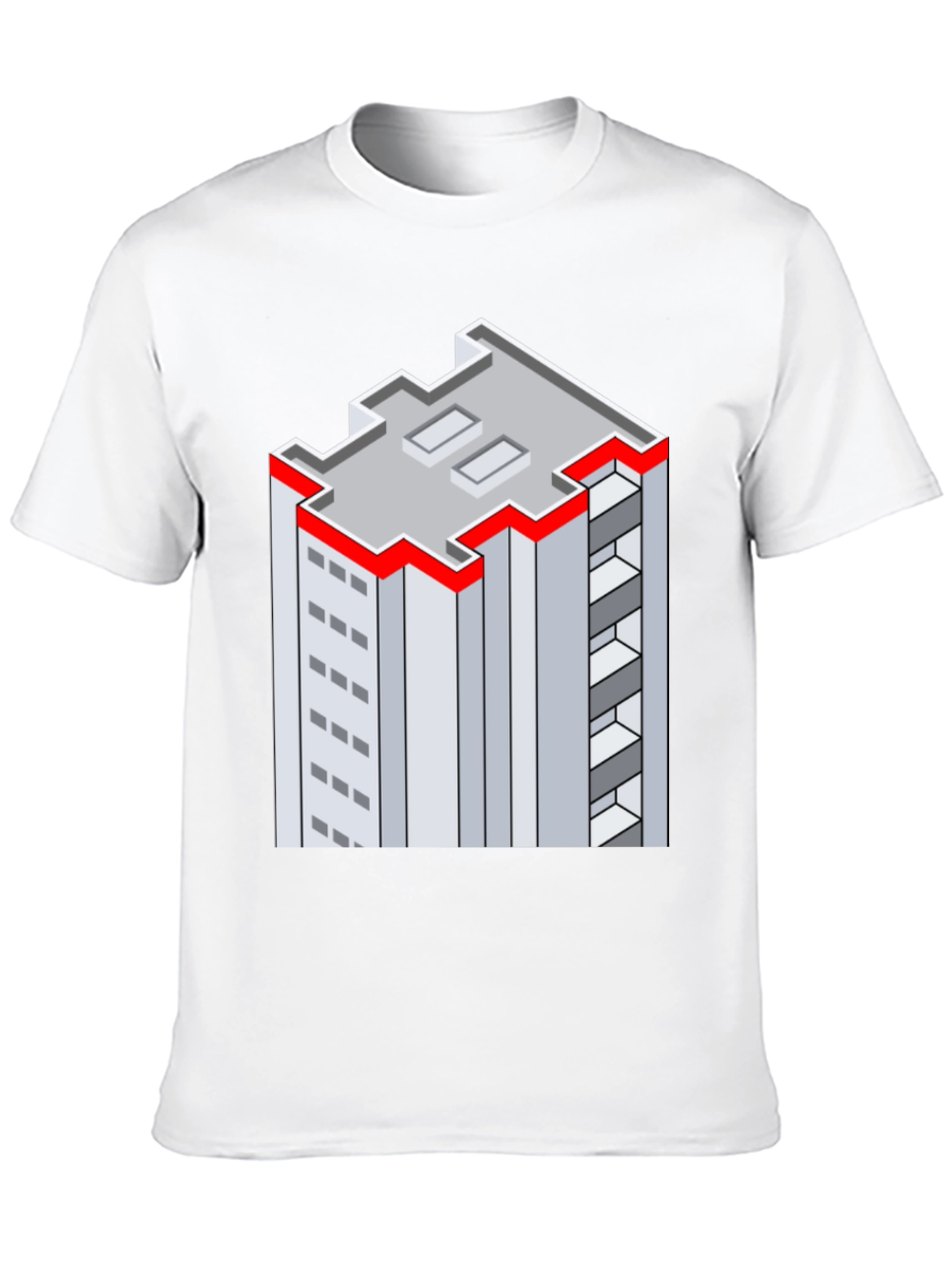 Black Isometric Building Graphic Tee - Unique Style view 10