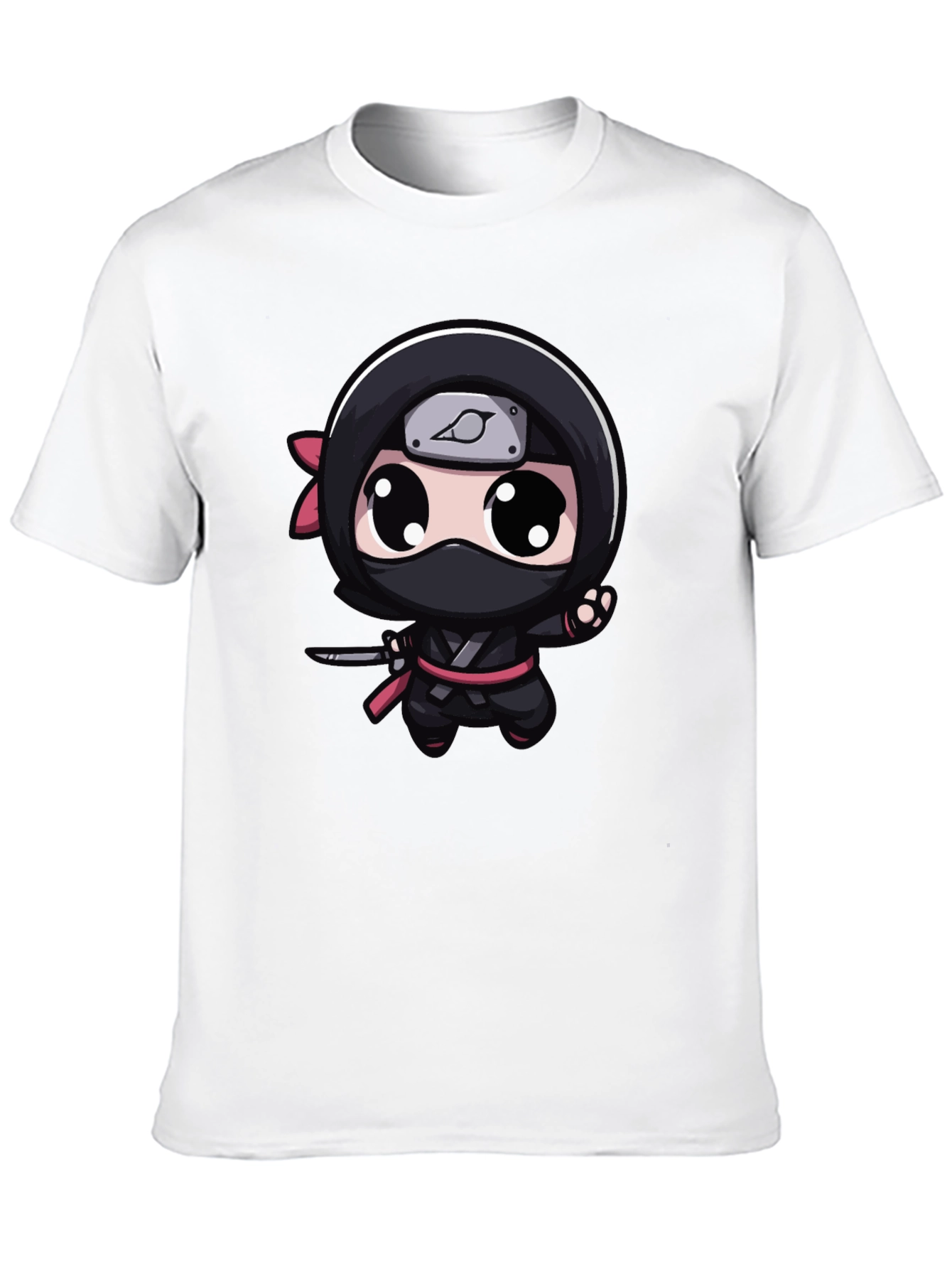Black Kawaii Ninja Graphic Tee - Black Cotton Blend view 10